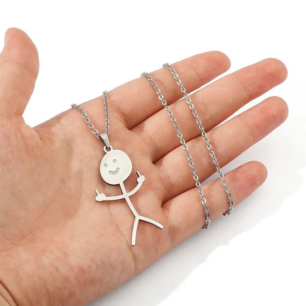 Jewelry Hip Hop Fxck You Necklace in Silver, Men's