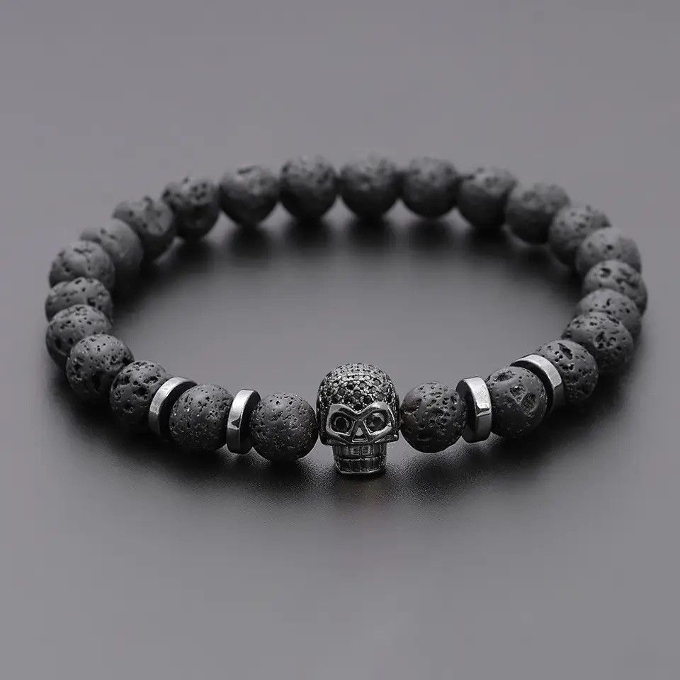 Other 8mm Natural Black Lava Stone Beads Stretch Bracelets Size ONE SIZE - 1 Preview