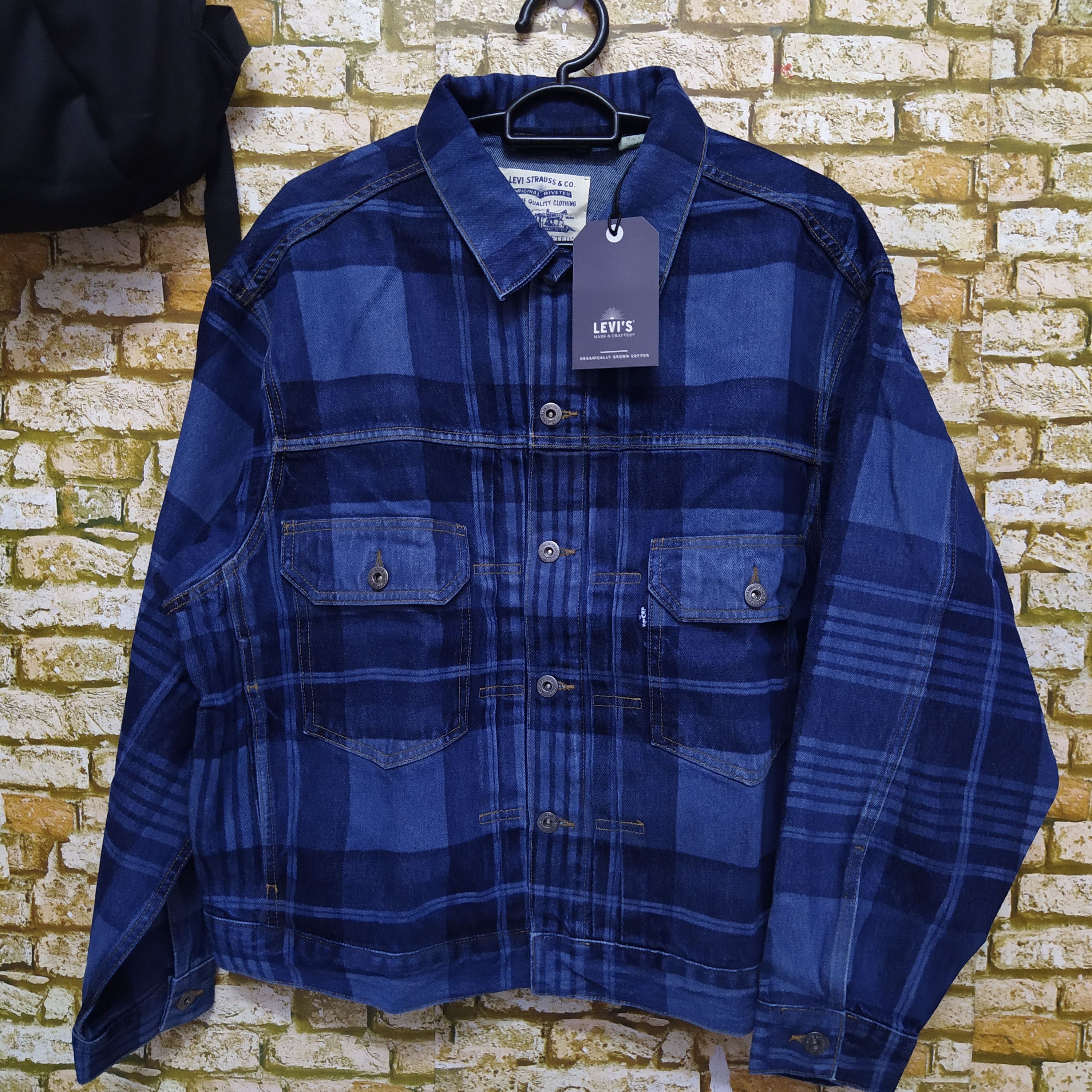 image of Levis Made Crafted 507 Admiral Levis Big E Double Pocket Denim Jacket (D205) in Admiral Blue (Size 