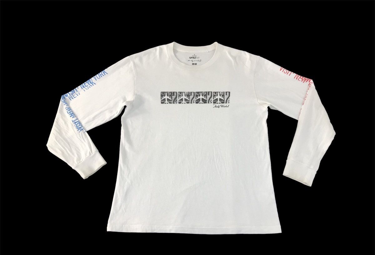 Andy Warhol × Vintage Andy Warhol Visit New York Flight Us Air Mail Longsleeve Tee Size US M / EU 48-50 / 2 - 1 Thumbnail