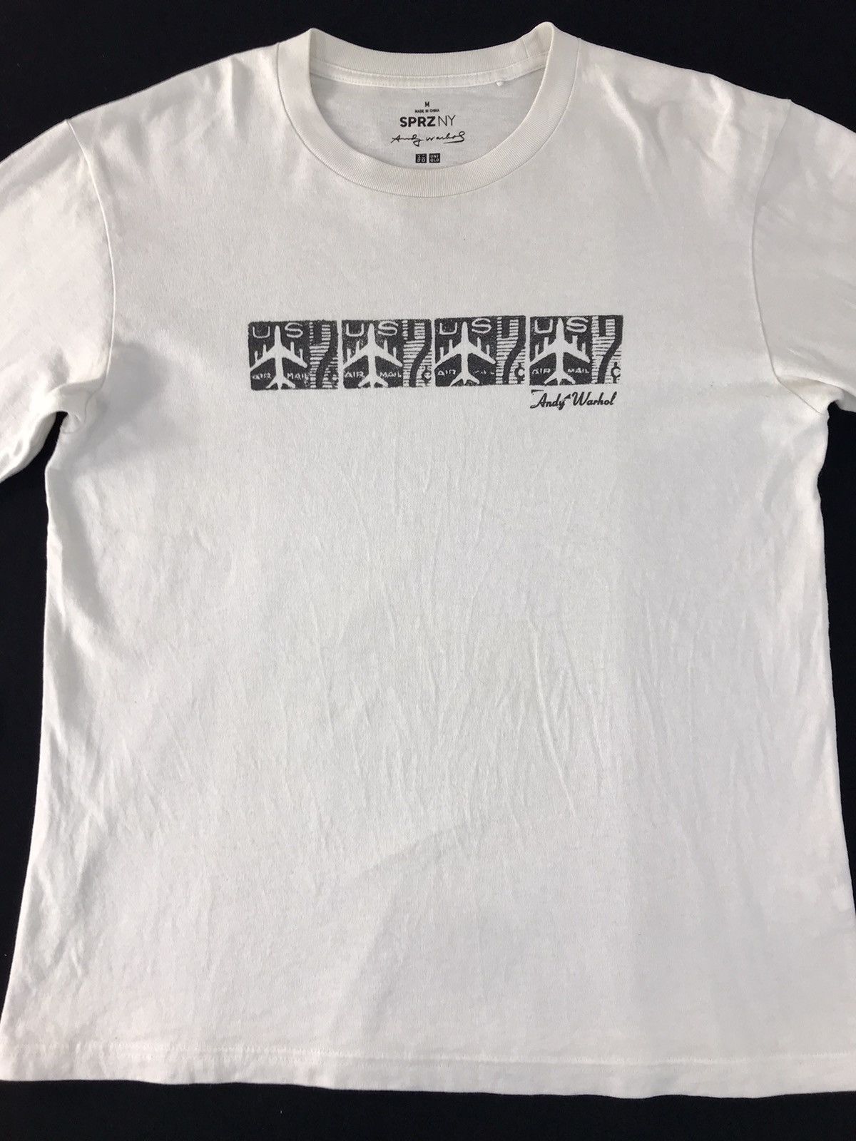 Andy Warhol × Vintage Andy Warhol Visit New York Flight Us Air Mail Longsleeve Tee Size US M / EU 48-50 / 2 - 3 Thumbnail