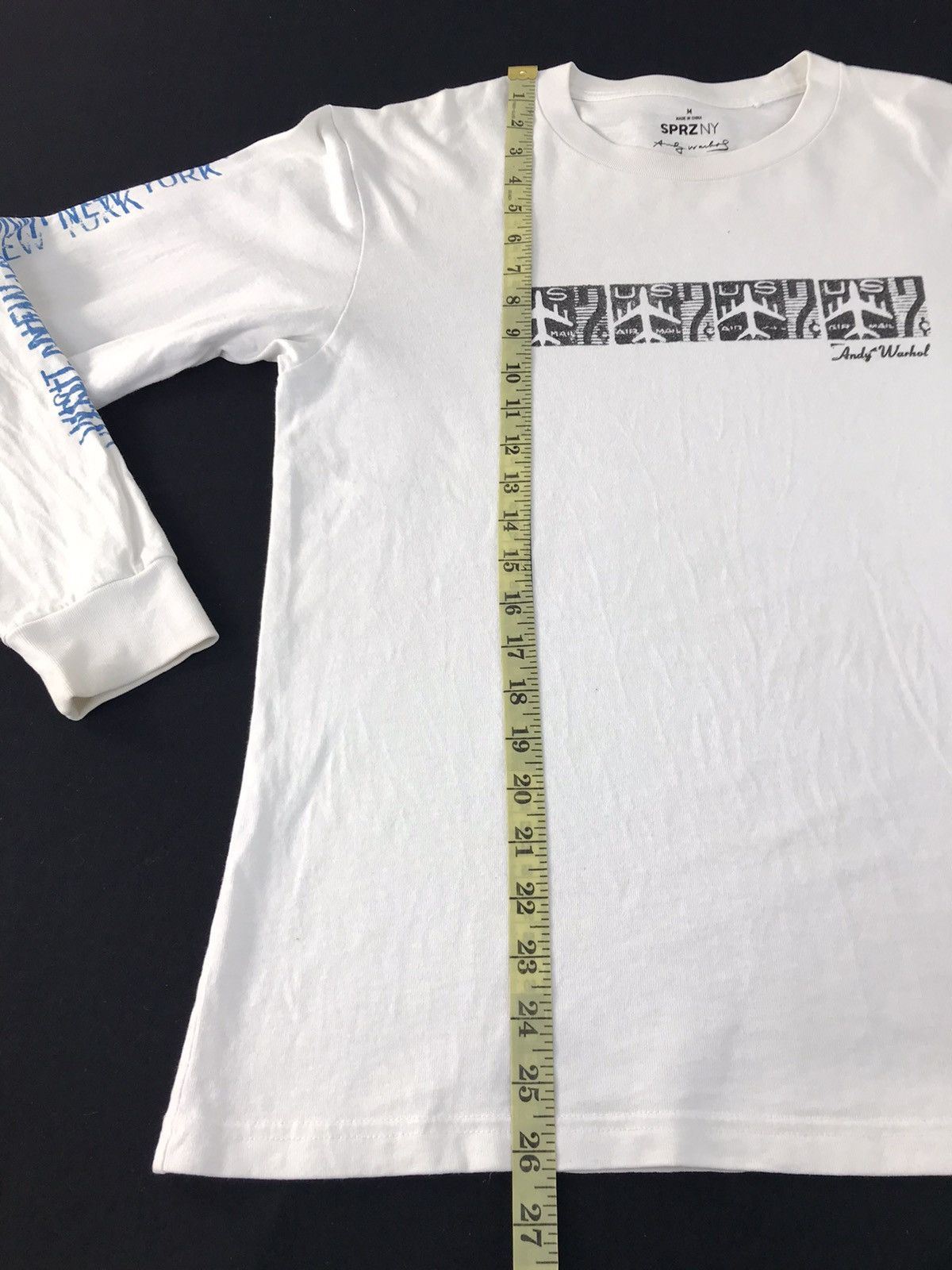 Andy Warhol × Vintage Andy Warhol Visit New York Flight Us Air Mail Longsleeve Tee Size US M / EU 48-50 / 2 - 10 Thumbnail
