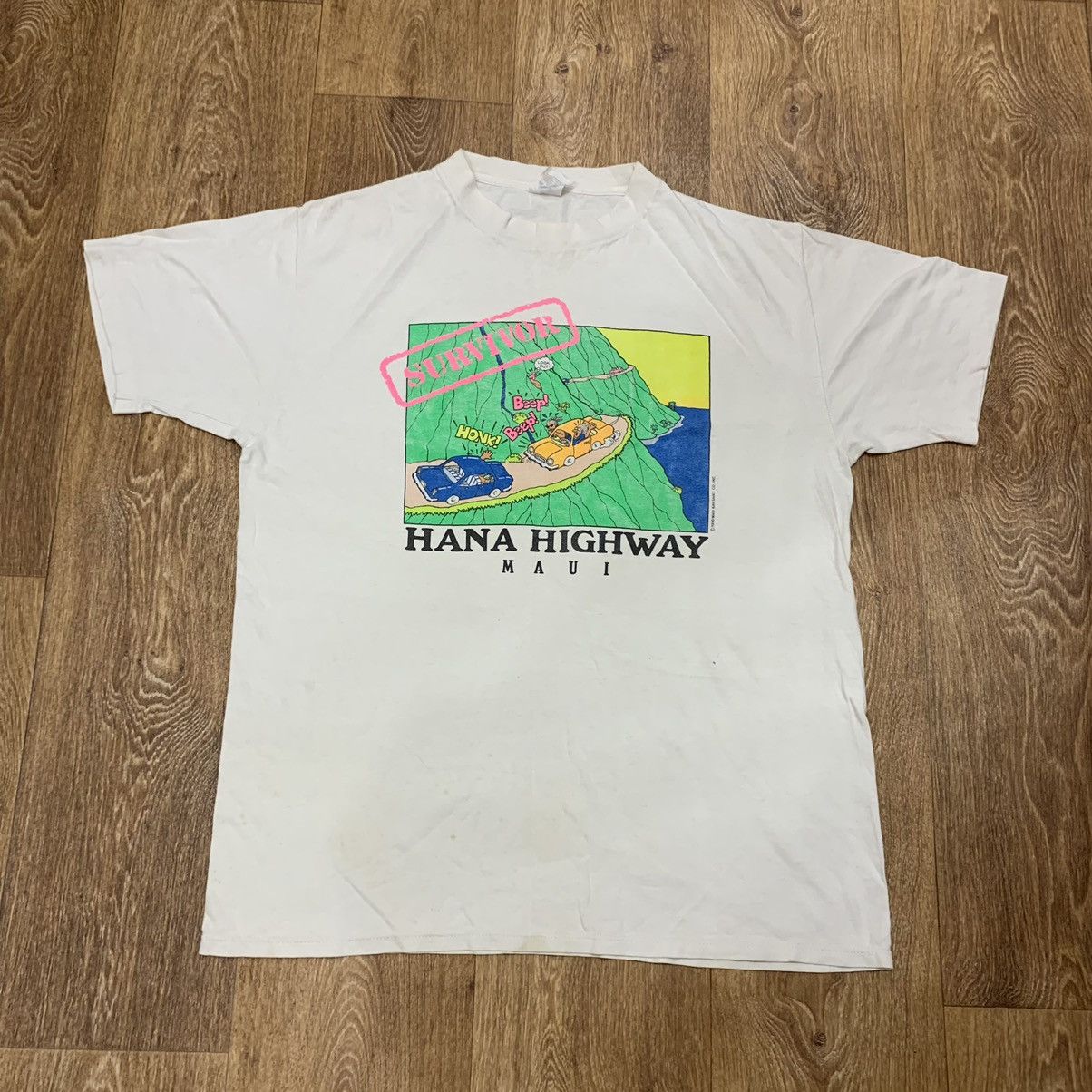 image of 90's Art Humor Tee Hana Highway Streetwear in White, Men's (Size XL)