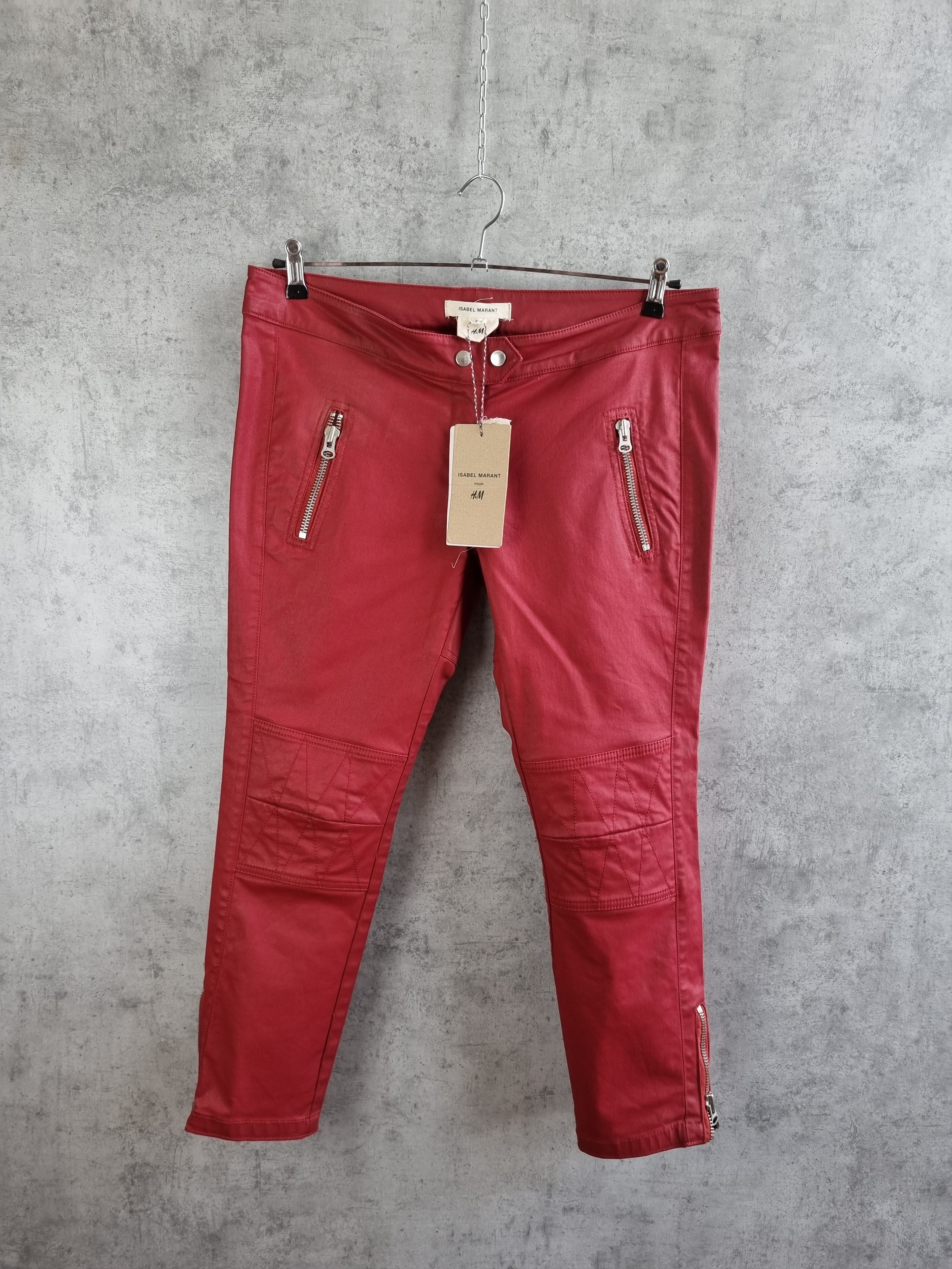 image of H&m x Isabel Marant Very Waxed Double Knees Biker Pant By Isabel Marant in Hot Red, Men's (Size 33)