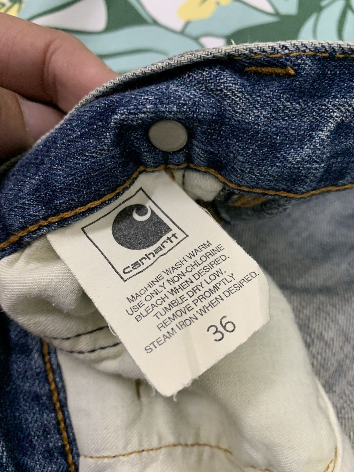 Carhartt × Vintage Rare Vintage Carhartt Denim Buckle Back Cinch Size US 36 / EU 52 - 6 Thumbnail