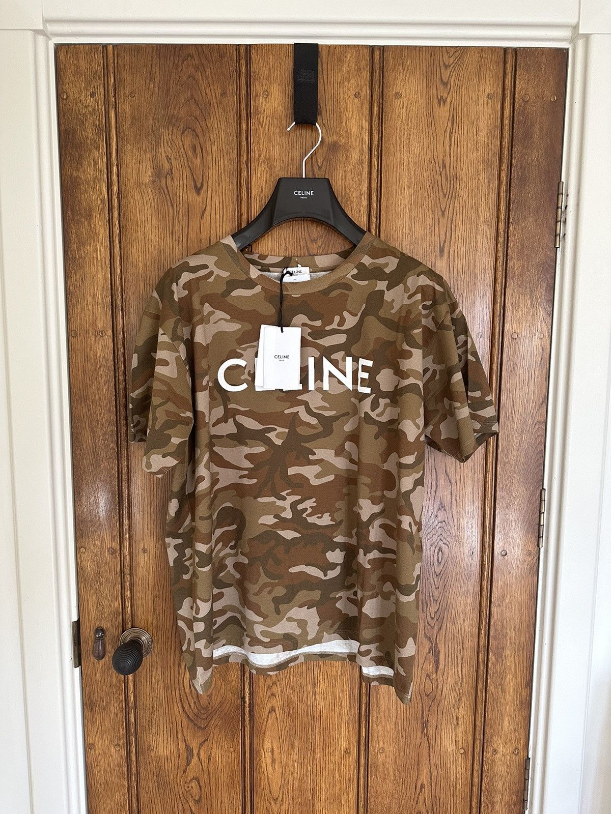 image of Celine Logo Camo Camouflage T Shirt Sold Out, Men's (Size XL)