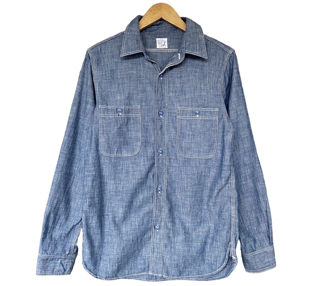 image of Orslow Chambray Work Shirt in Blue, Men's (Size Medium)