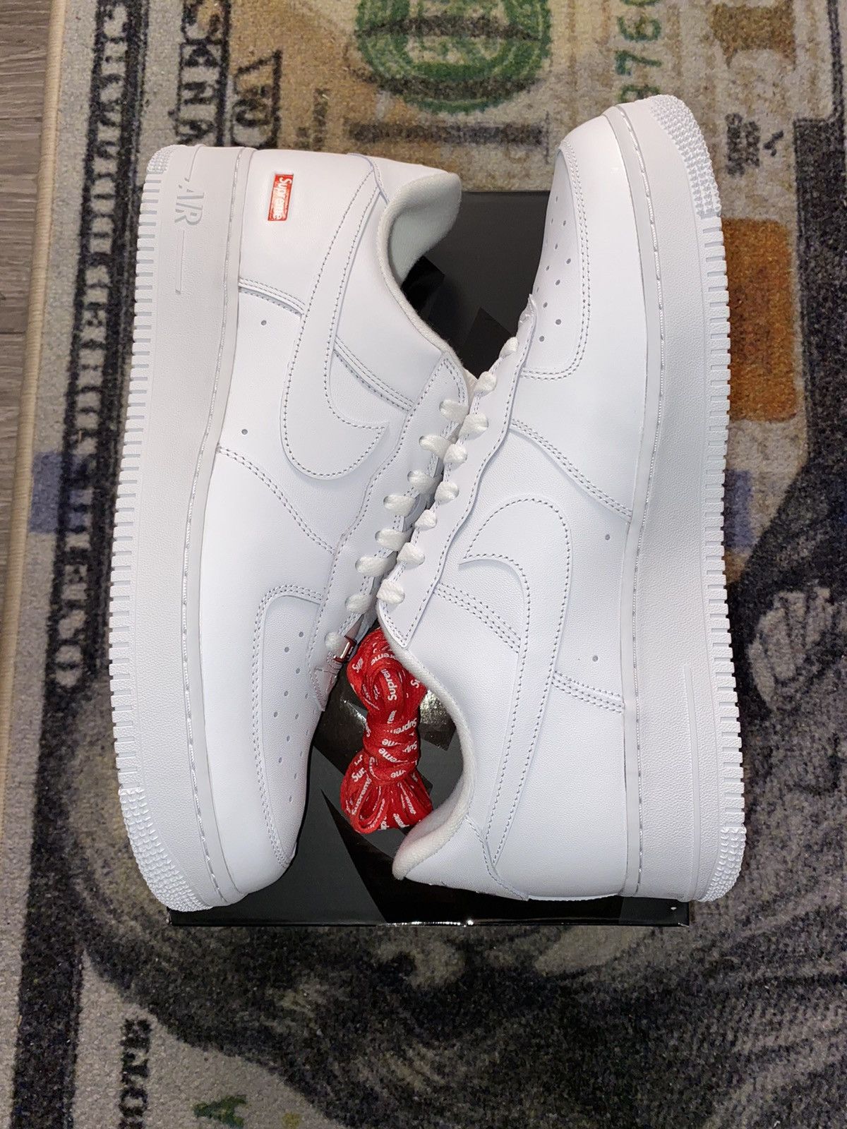 Pre-owned Nike X Supreme Nike Air Force 1 Low Supreme White Shoes