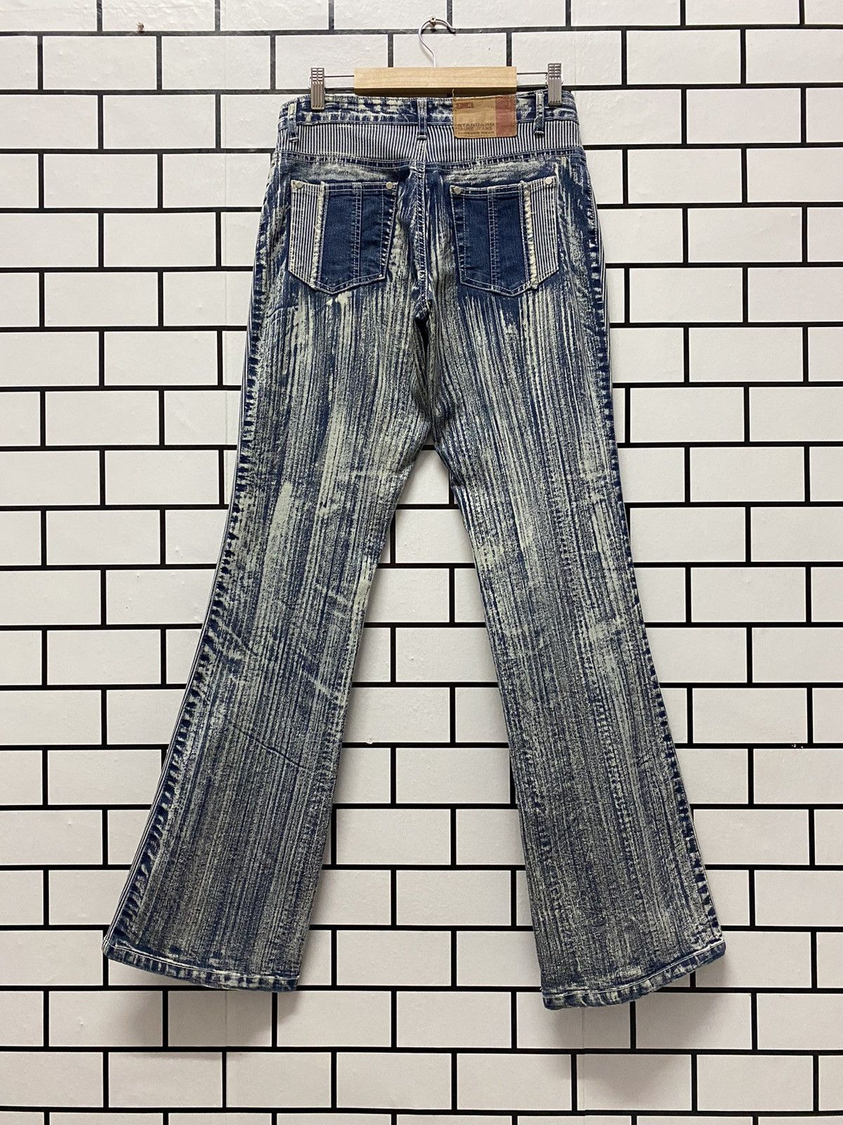 Designer × Japanese Brand JR Jeans Japan Hybrid Hickory Stripe Flared Stretch Denim Size US 30 / EU 46 - 2 Thumbnail