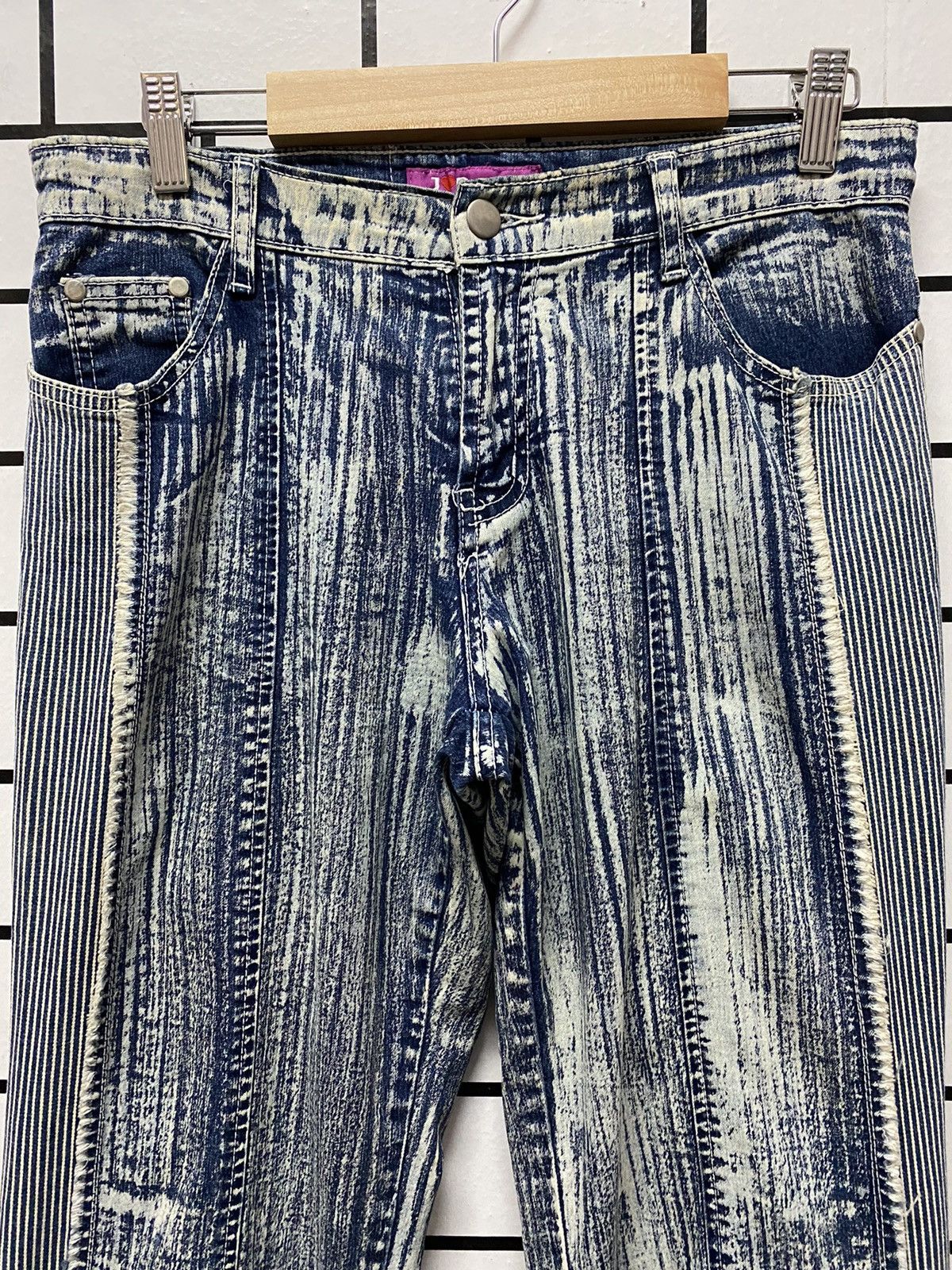 Designer × Japanese Brand JR Jeans Japan Hybrid Hickory Stripe Flared Stretch Denim Size US 30 / EU 46 - 4 Thumbnail