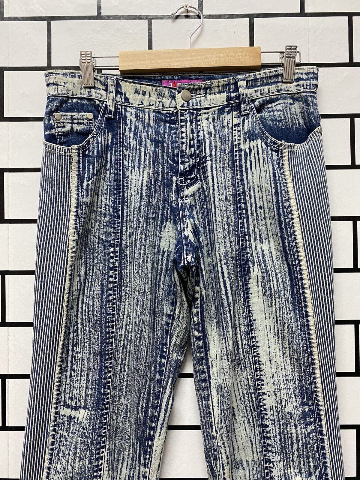 Designer × Japanese Brand JR Jeans Japan Hybrid Hickory Stripe Flared Stretch Denim Size US 30 / EU 46 - 9 Thumbnail