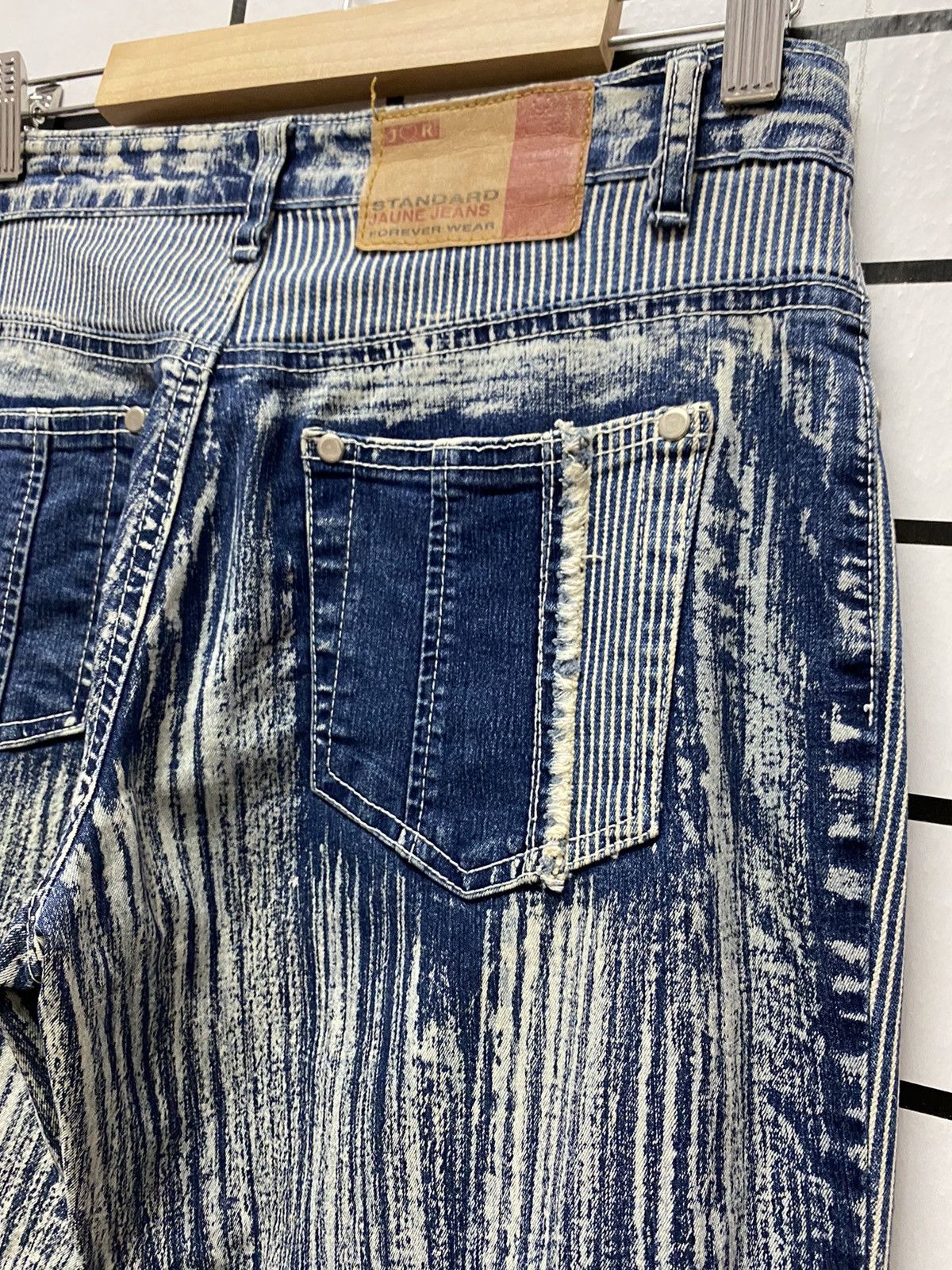 Designer × Japanese Brand JR Jeans Japan Hybrid Hickory Stripe Flared Stretch Denim Size US 30 / EU 46 - 13 Thumbnail