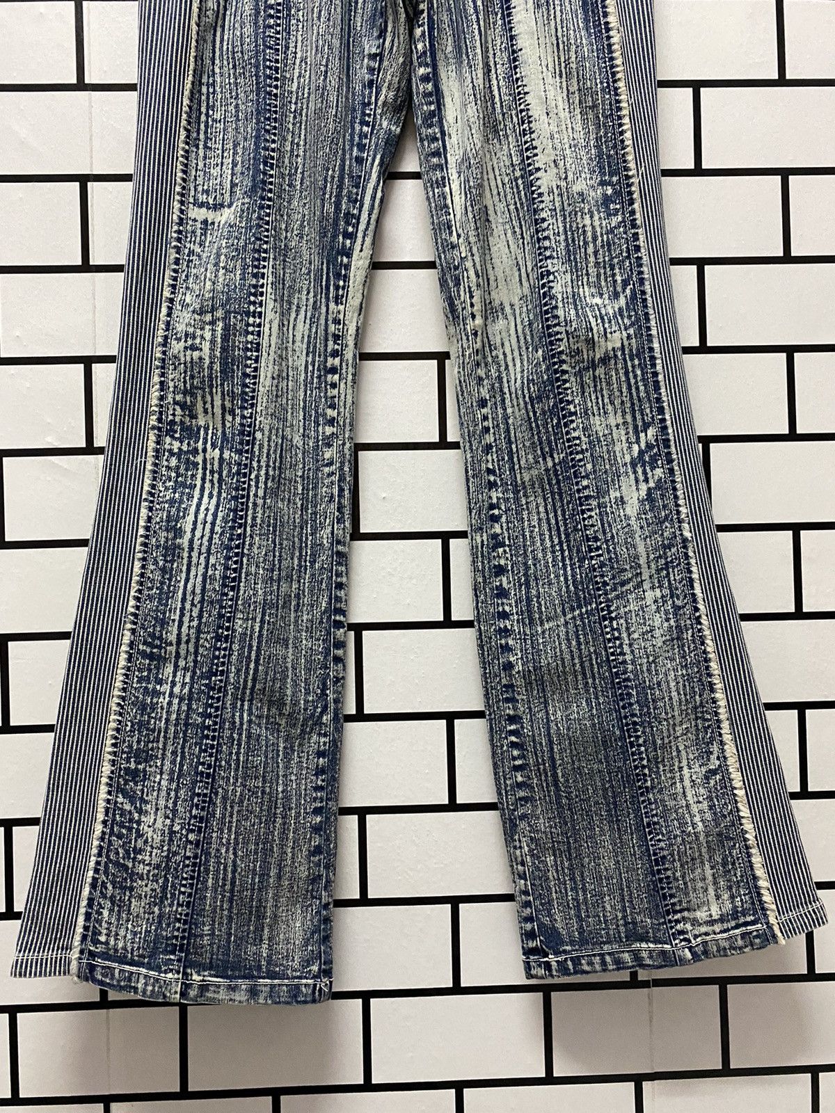 Designer × Japanese Brand JR Jeans Japan Hybrid Hickory Stripe Flared Stretch Denim Size US 30 / EU 46 - 8 Thumbnail