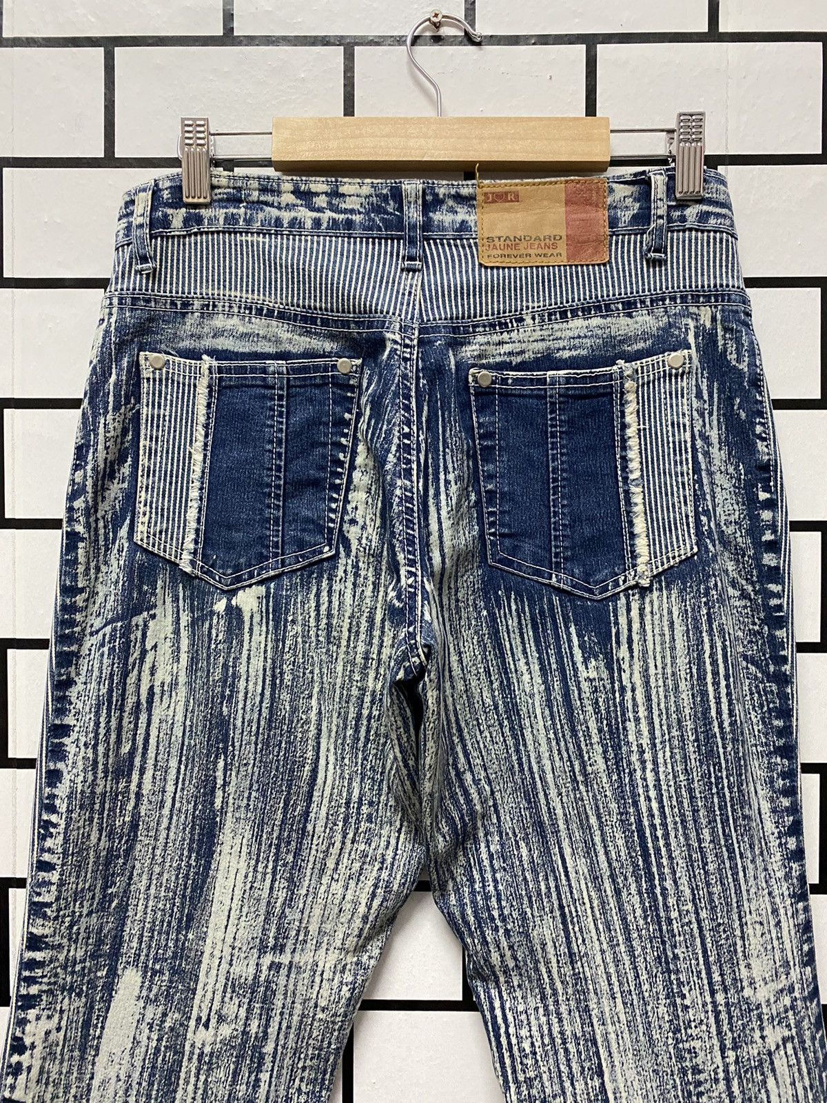 Designer × Japanese Brand JR Jeans Japan Hybrid Hickory Stripe Flared Stretch Denim Size US 30 / EU 46 - 10 Thumbnail