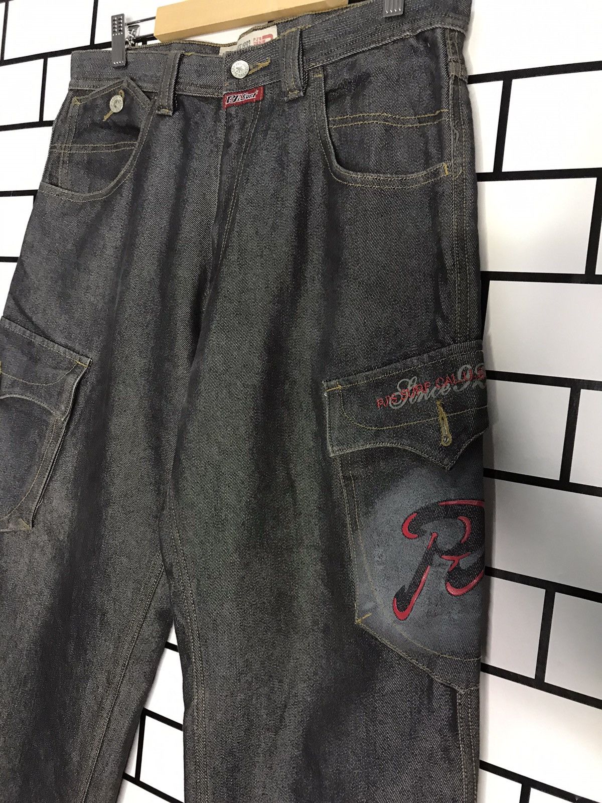 Vintage Pj’s Surf Cargo Multi Pocket Baggy loose fit Denim