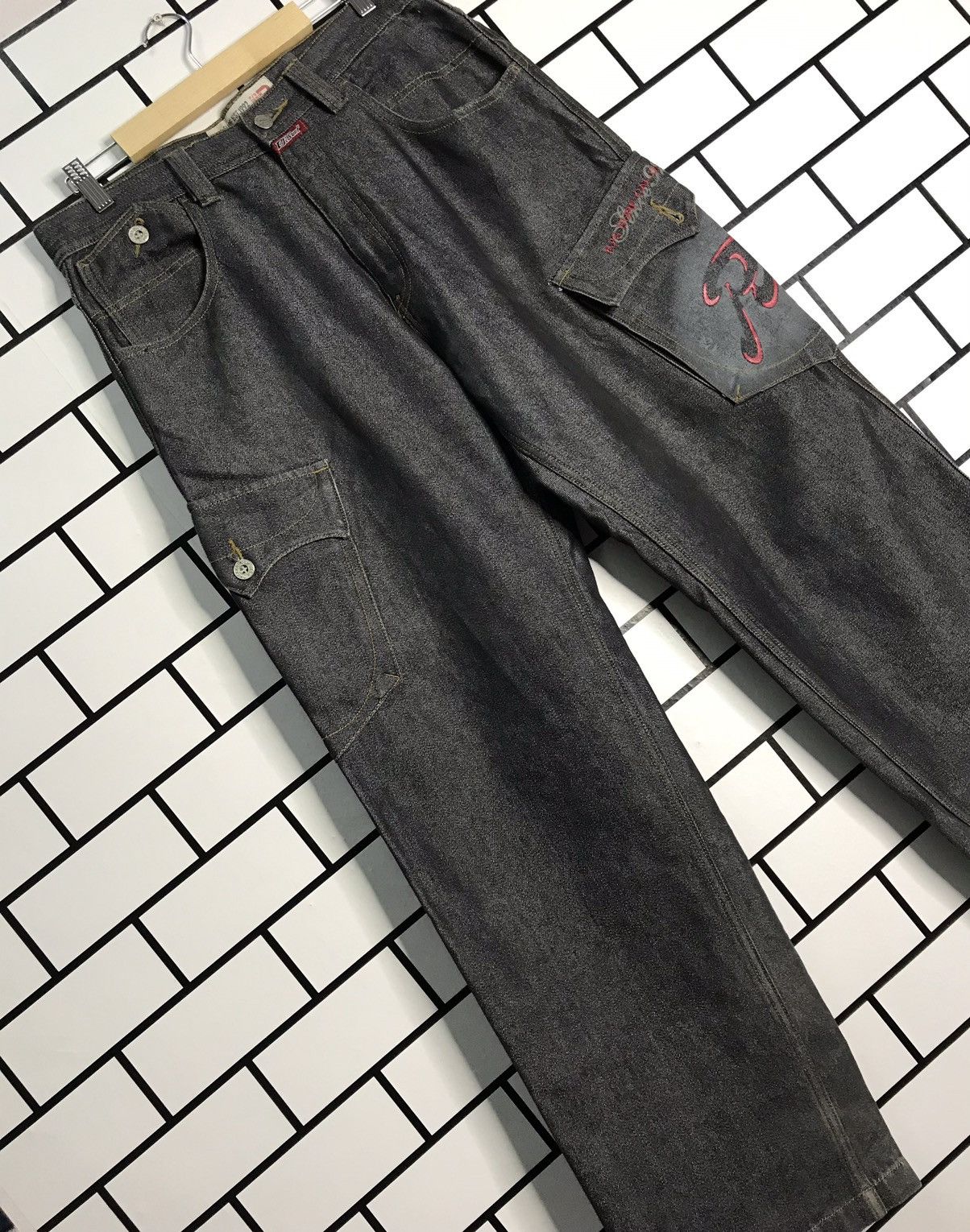 Vintage Pj’s Surf Cargo Multi Pocket Baggy loose fit Denim