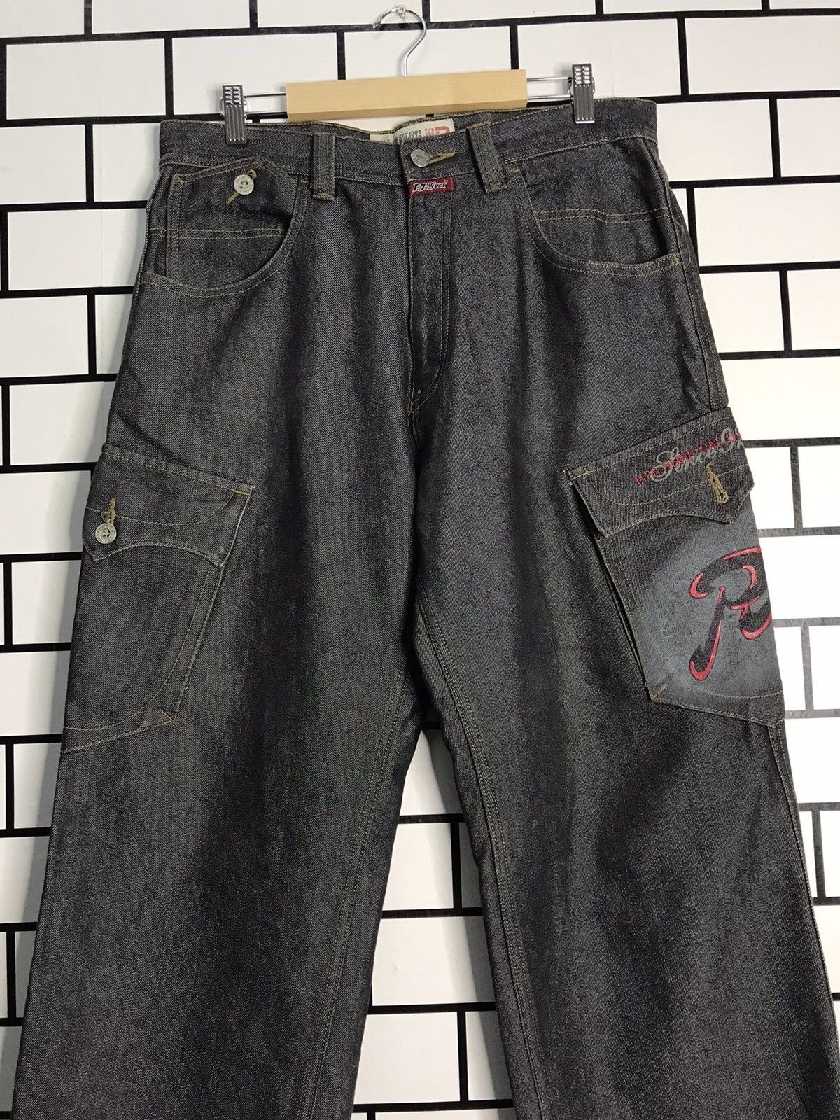 Vintage Pj’s Surf Cargo Multi Pocket Baggy loose fit Denim