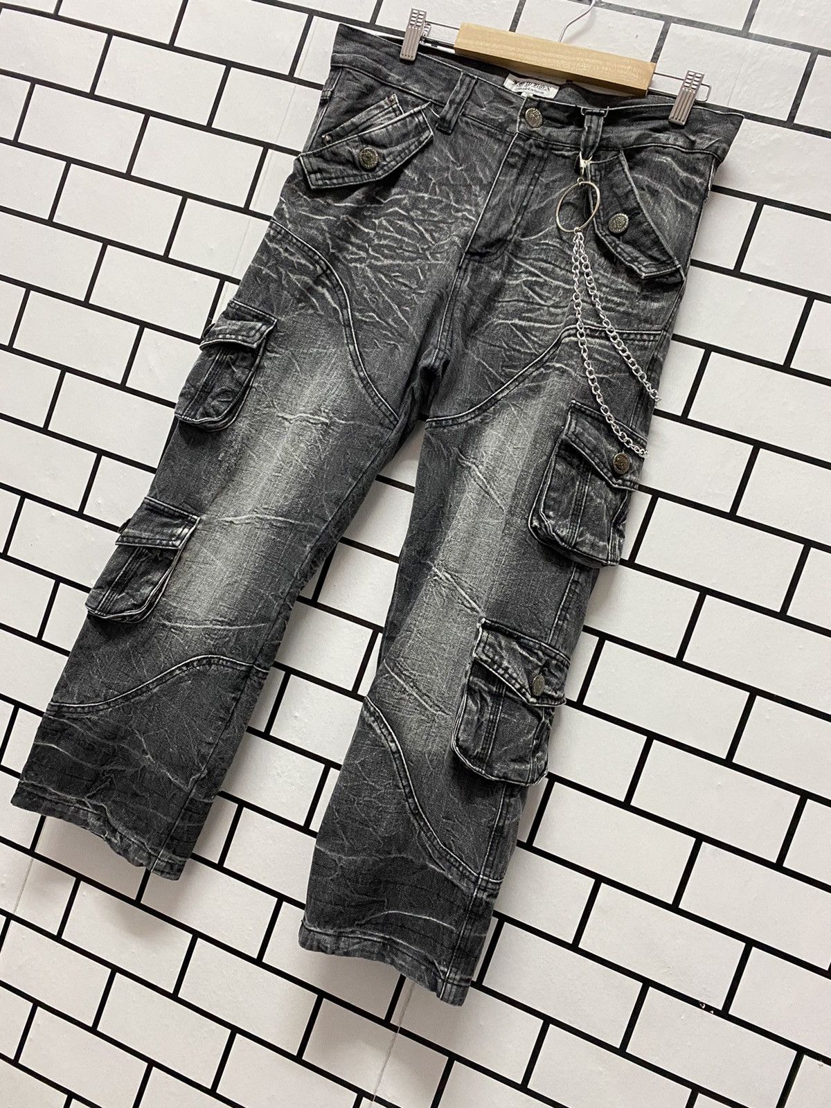 Designer × Japanese Brand LowBoX Japan Cargo Multi Pocket Cropped Denim Pants Size US 32 / EU 48 - 3 Thumbnail