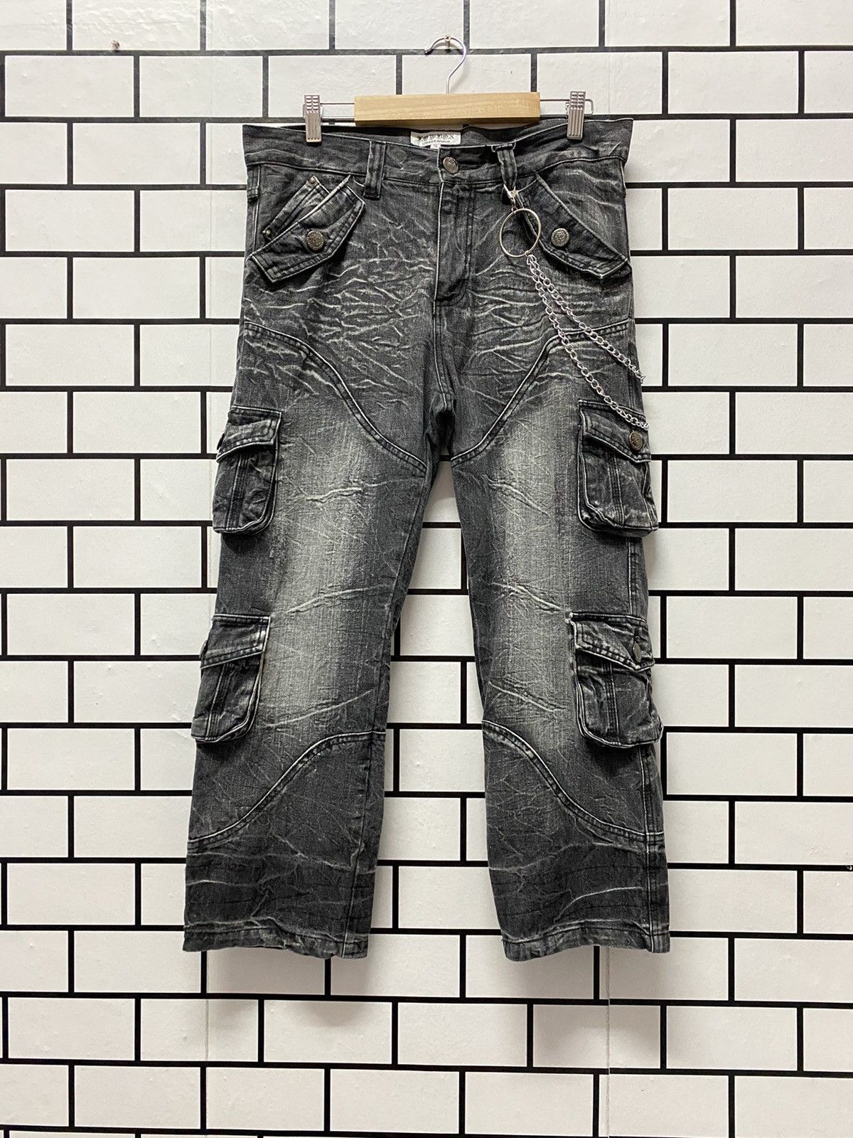 LowBoX Japan Cargo Multi Pocket Cropped Denim Pants