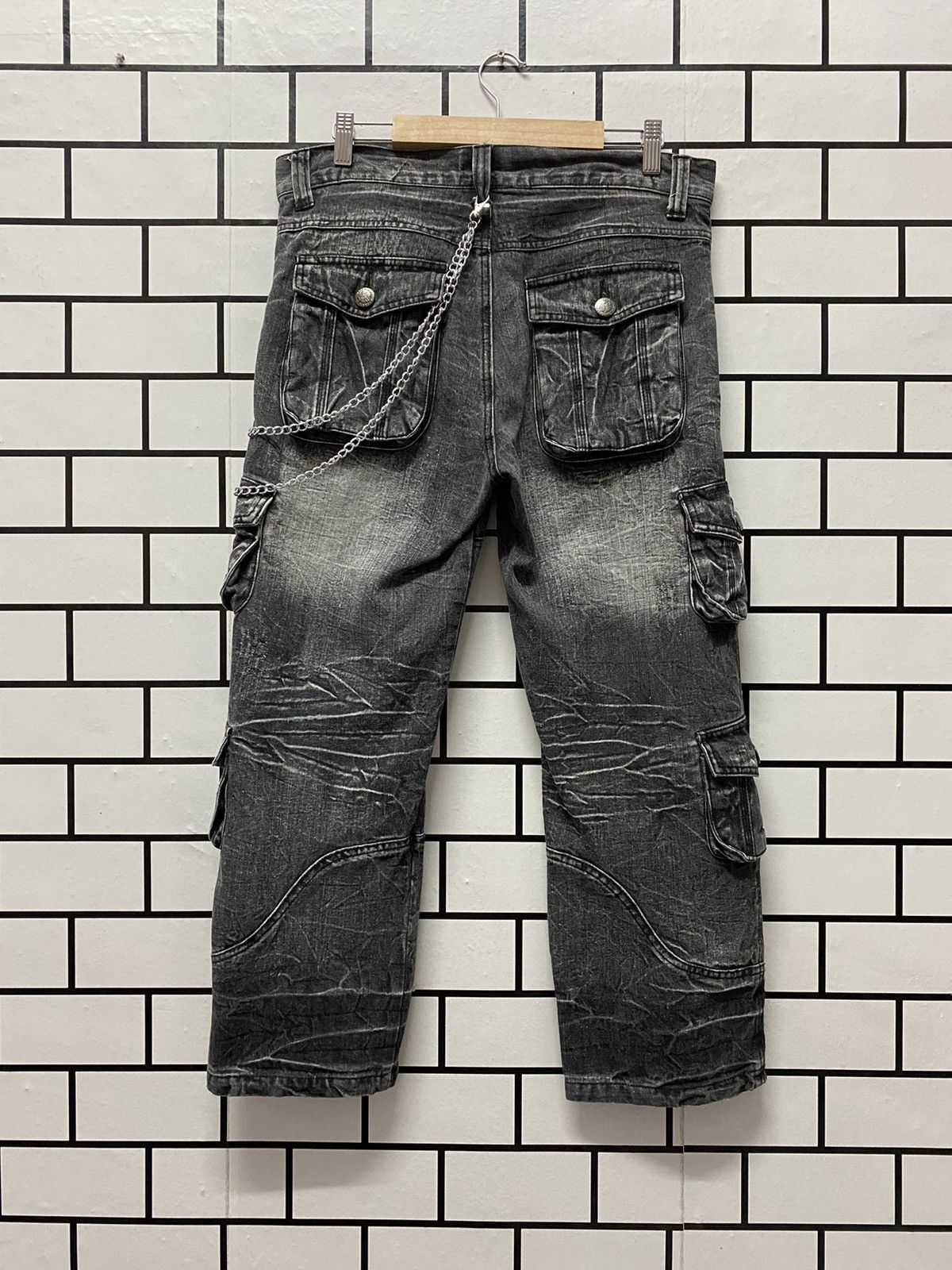 Designer × Japanese Brand LowBoX Japan Cargo Multi Pocket Cropped Denim Pants Size US 32 / EU 48 - 2 Thumbnail