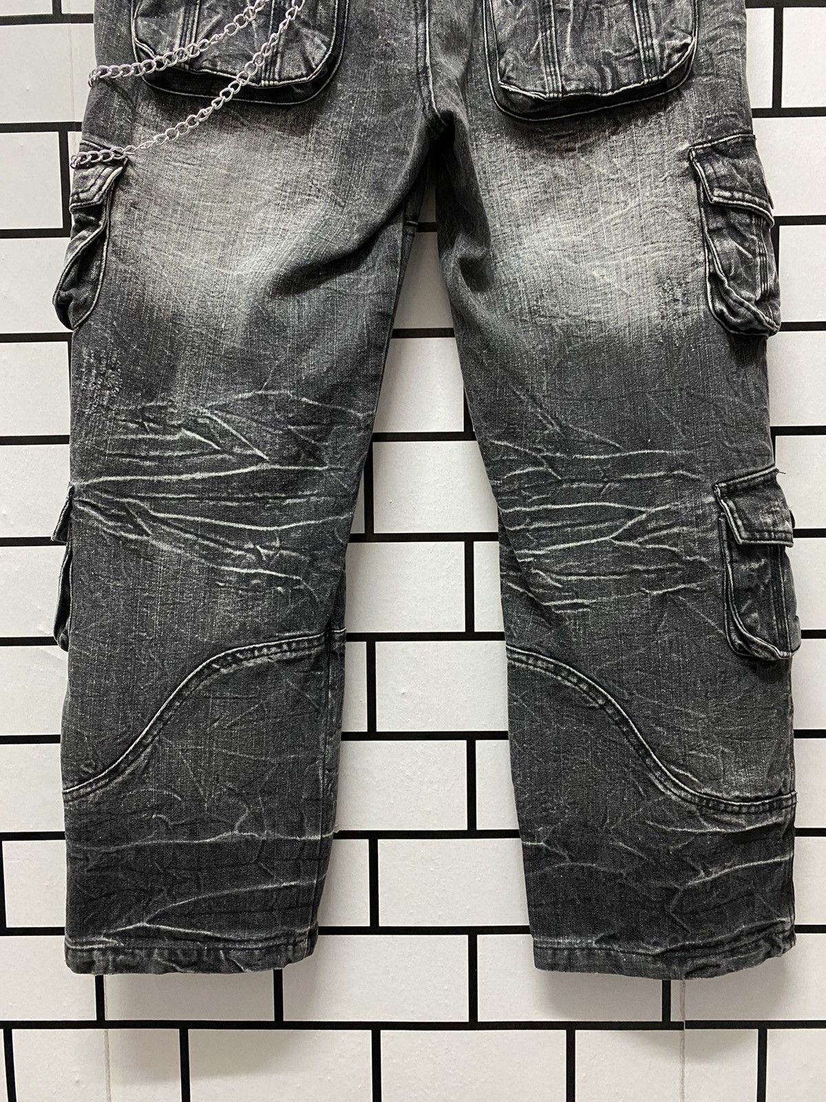 Designer × Japanese Brand LowBoX Japan Cargo Multi Pocket Cropped Denim Pants Size US 32 / EU 48 - 12 Thumbnail