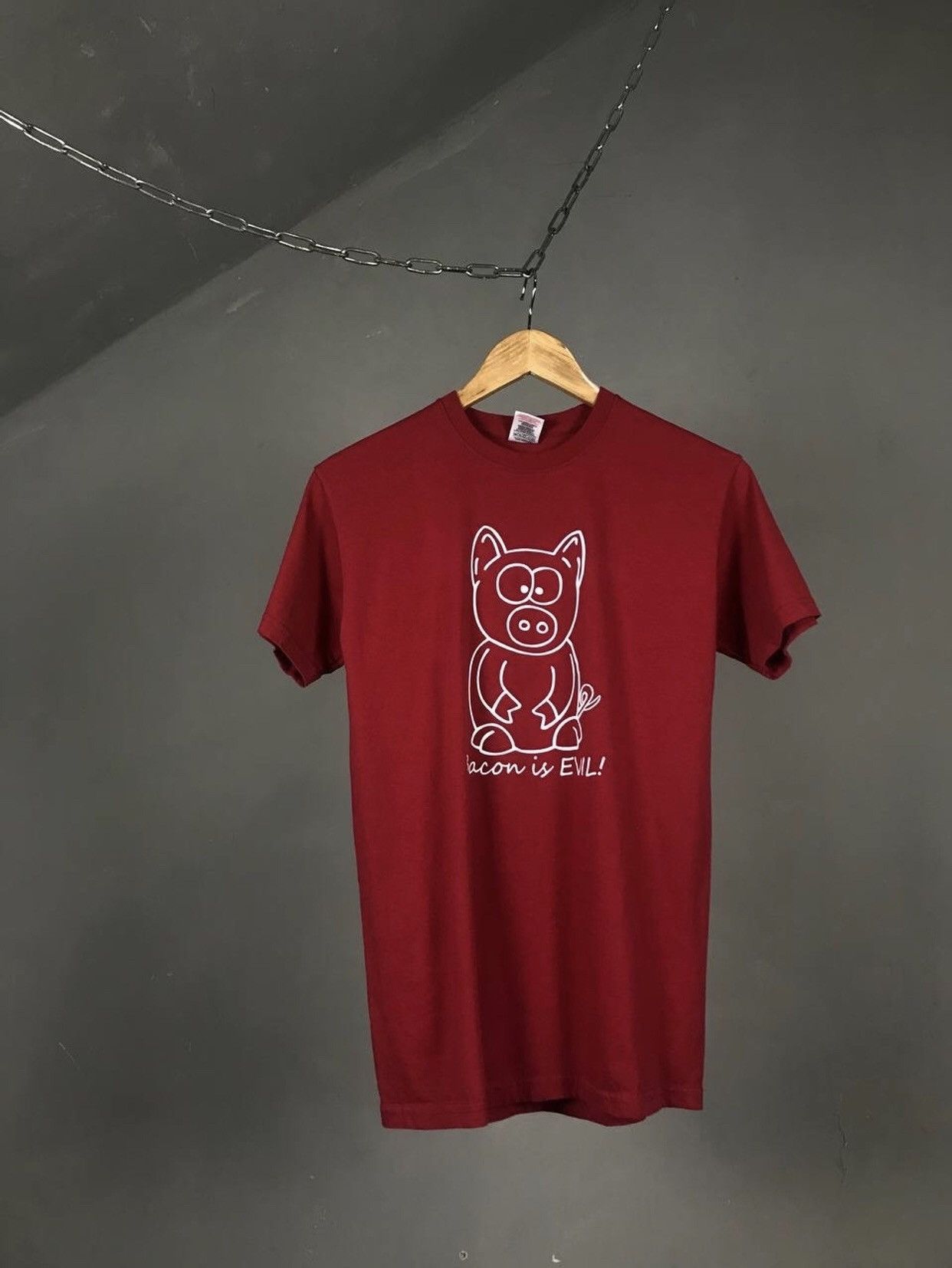 Vintage Bacon is Evil vintage streetwear animal humor tee Size US S / EU 44-46 / 1 - 1 Thumbnail