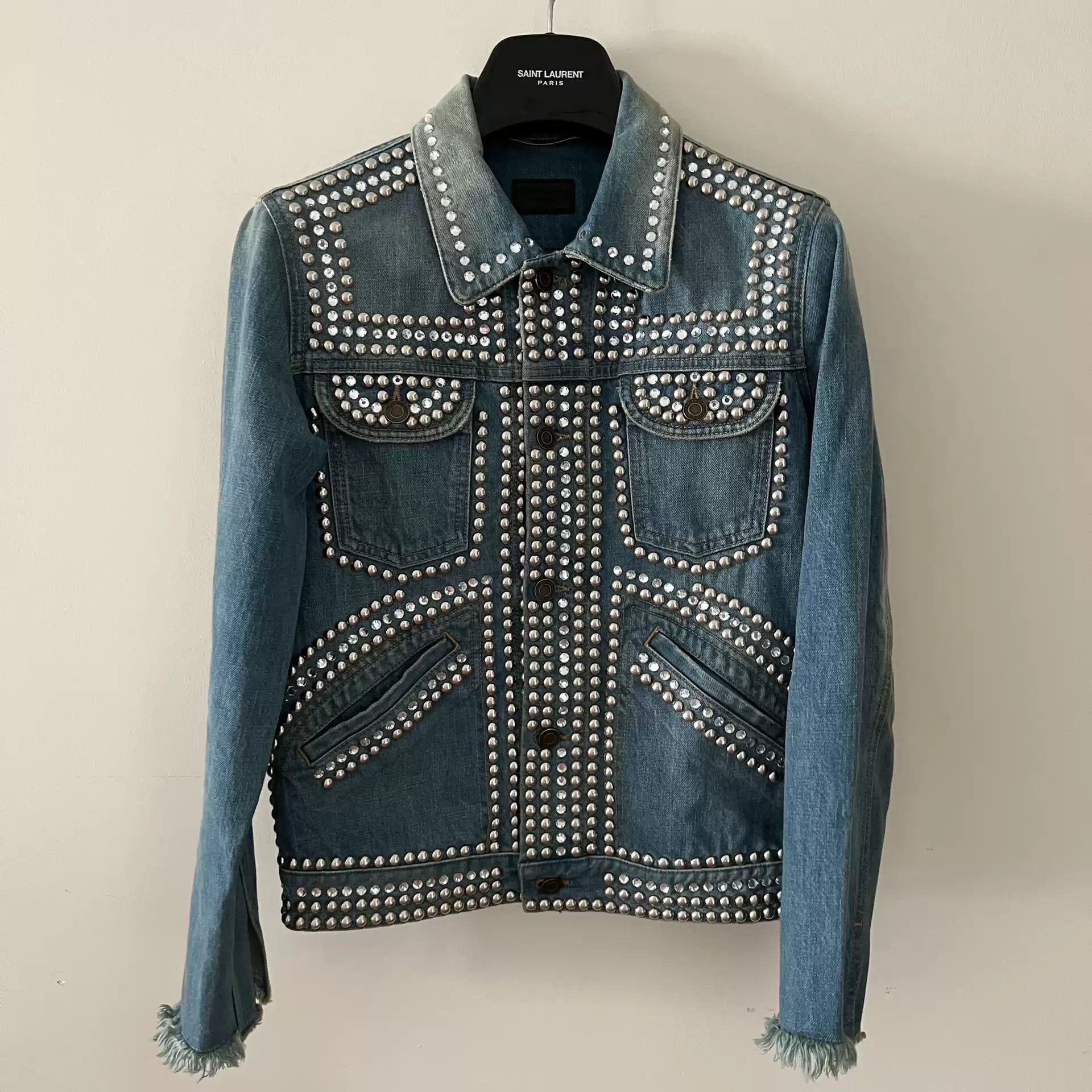 Saint Laurent Paris Saint Laurent 16Ss Diamond Rivet Denim Jacket Size Xs Size US XS / EU 42 / 0 - 1 Thumbnail