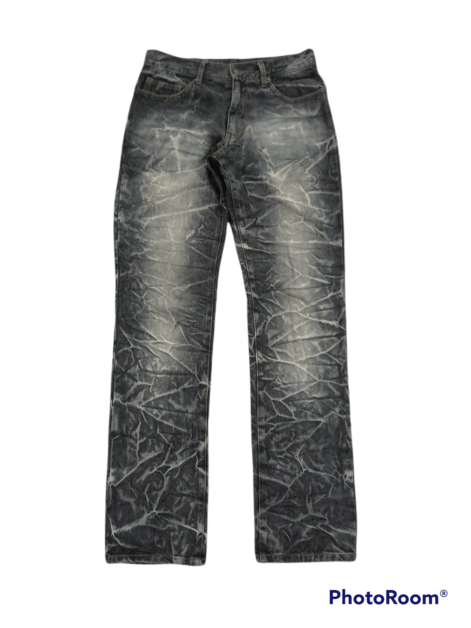 🔥Sunlucas Washed Black Cracked Distressed Denim Jeans