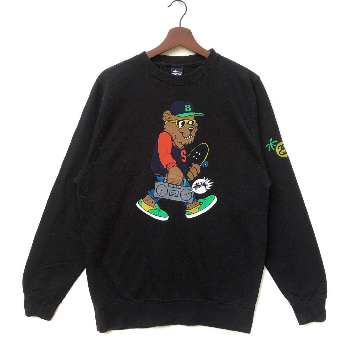 image of Stussy Skateboard Crewneck in Black, Men's (Size Medium)