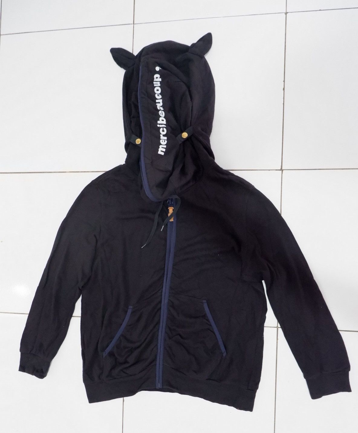 image of Issey Miyake x Mercibeaucoup Vintage Mercibeaucoup Full Zipper Horse Head Hoodie in Black (Size Sma