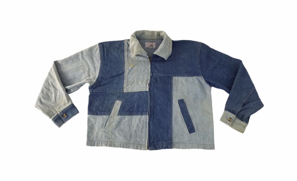 image of Persons x Vintage Big Person Cut & Sewn Denim Patchwork Jacket Zipper Style in Indigo (Size Medium)