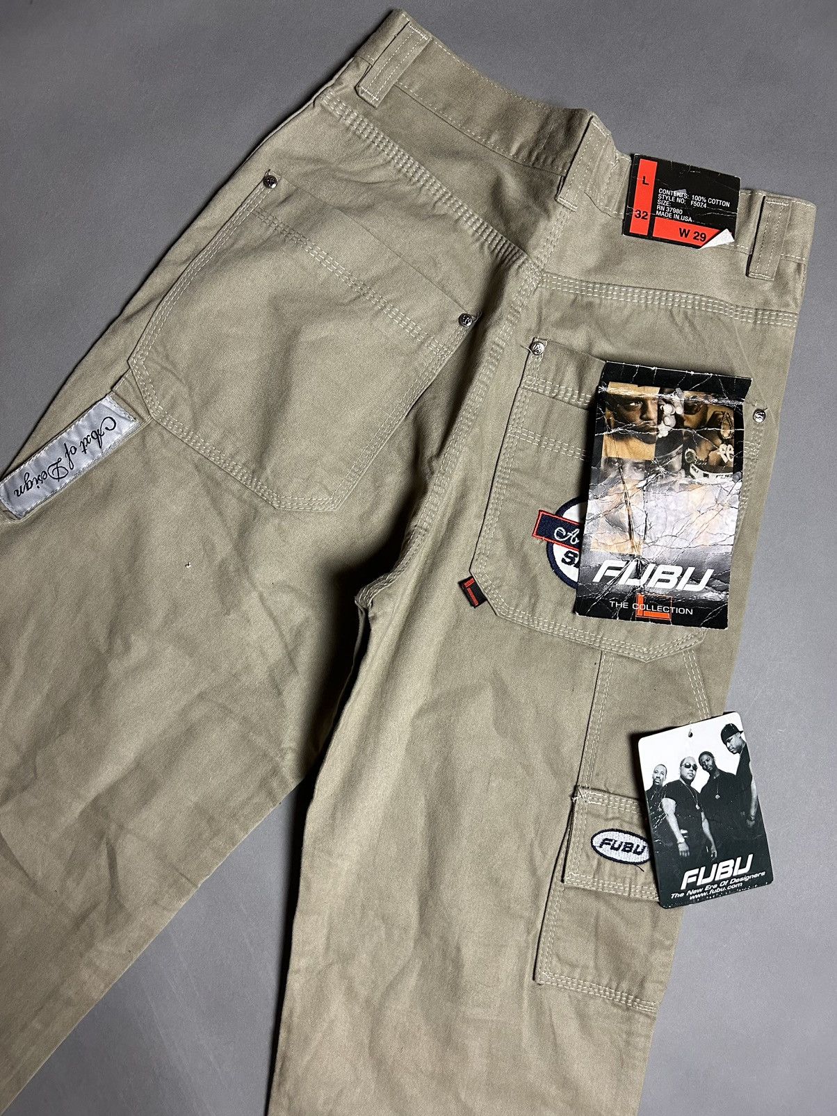 Fubu × Vintage 90s FuBu vintage beige cargo pants Size US 29 - 2 Thumbnail