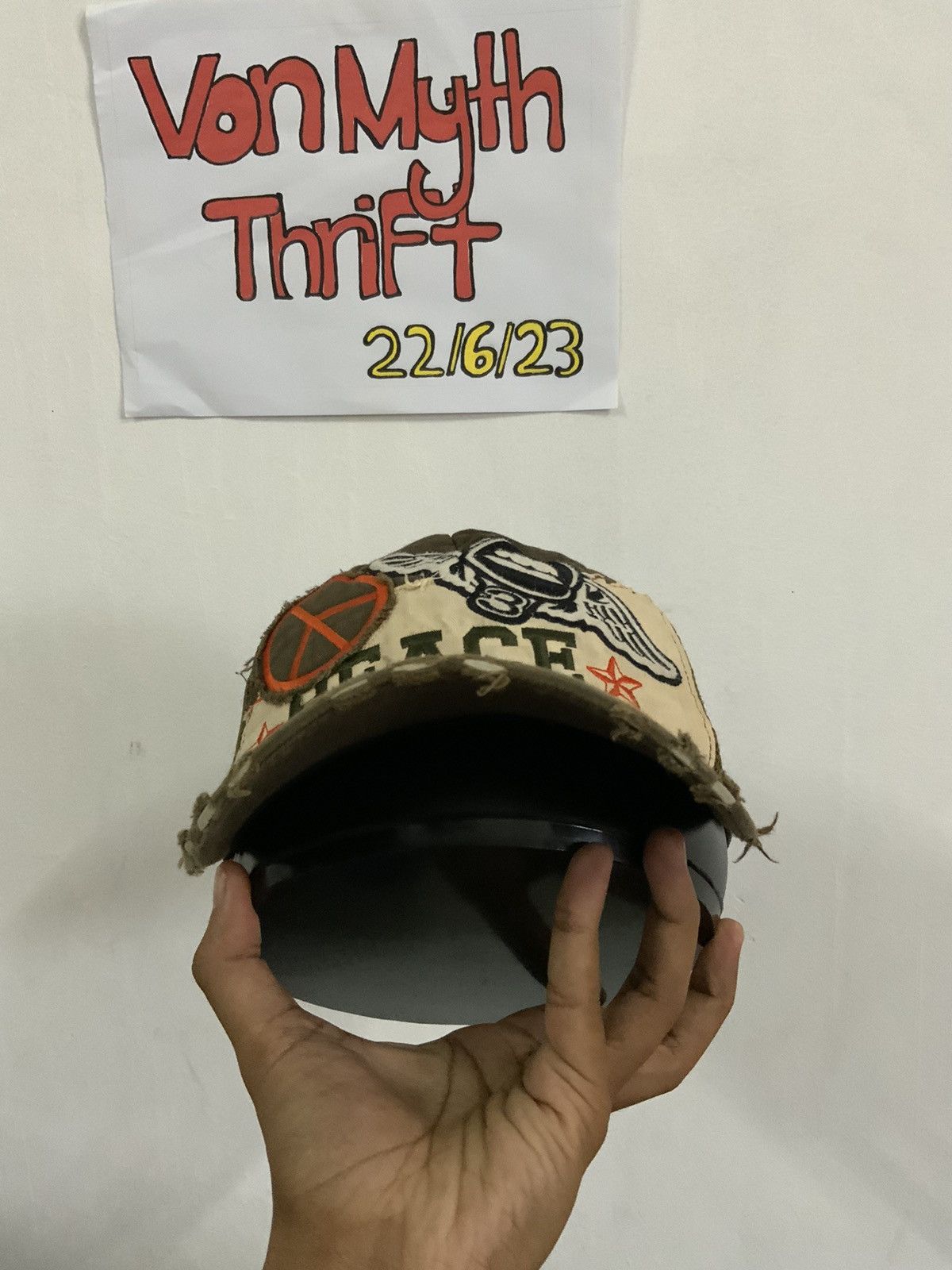 Japanese Brand Peace No War Distressed Trucker Hat Cap Size ONE SIZE - 7 Thumbnail
