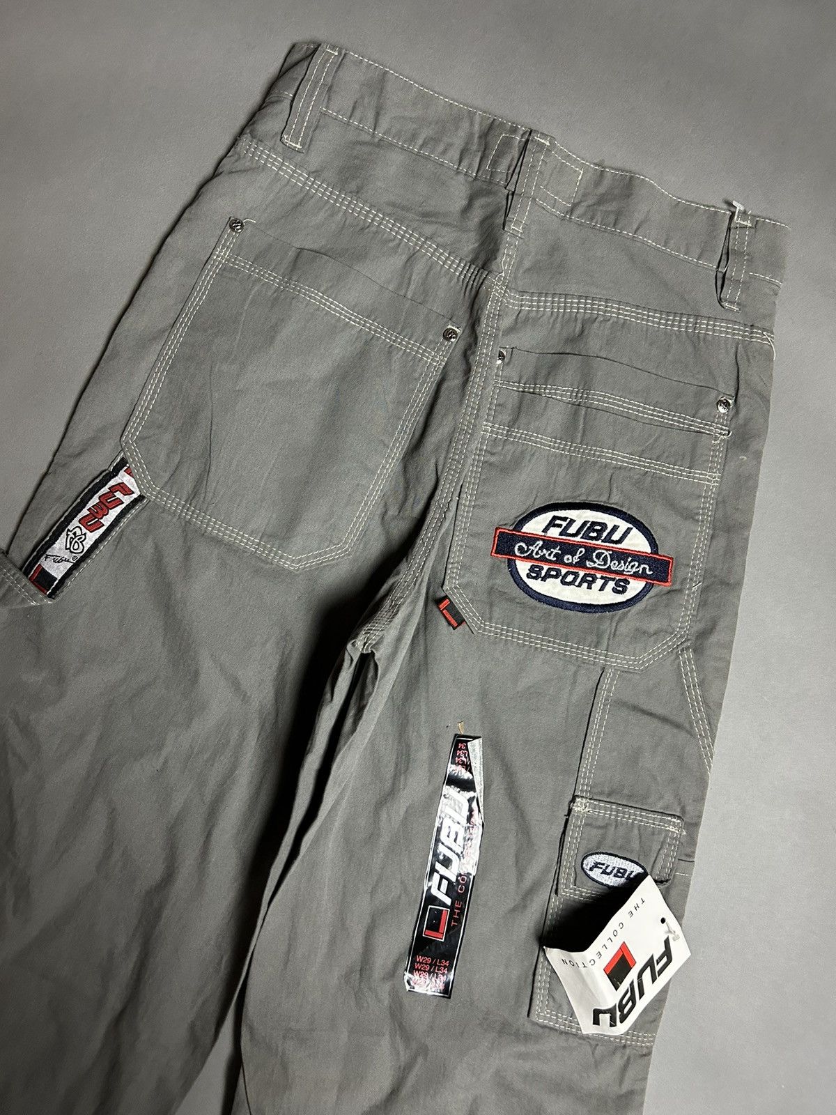 Fubu × Vintage 90s FuBu vintage grey cargo pants Size US 29 - 2 Thumbnail
