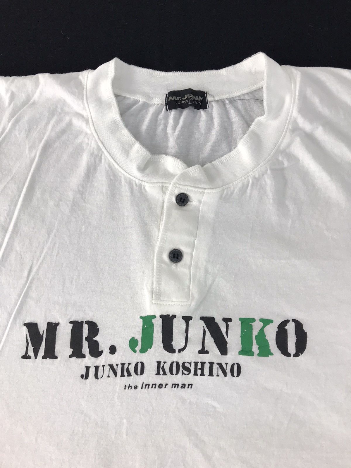 Japanese Brand Mr Junko Koshino The Inner Man Henley Neck Design Spell Out Size US L / EU 52-54 / 3 - 4 Thumbnail