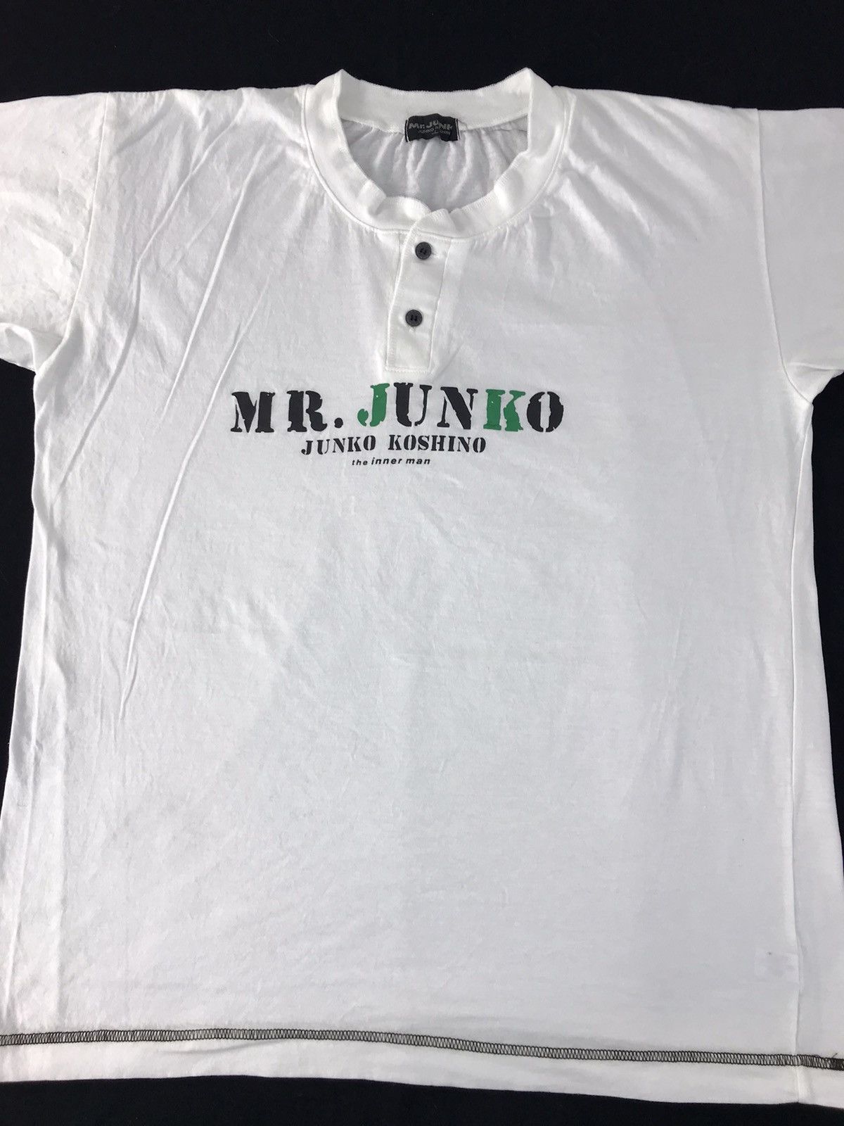 Japanese Brand Mr Junko Koshino The Inner Man Henley Neck Design Spell Out Size US L / EU 52-54 / 3 - 3 Thumbnail