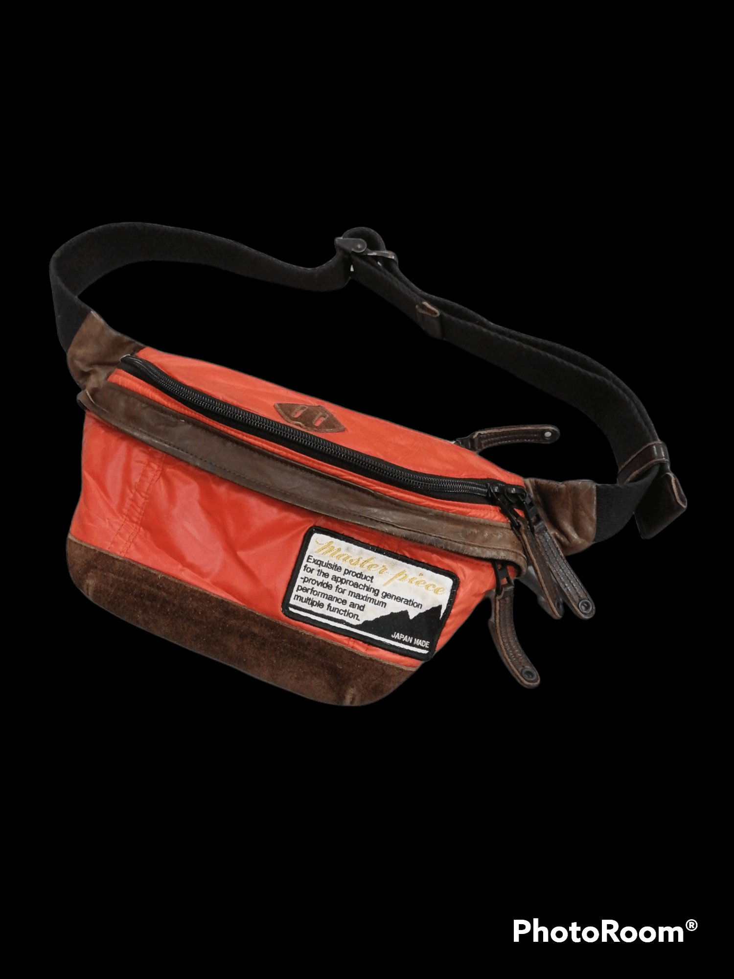 image of Made In Japan Masterpiece Nylon Waist / Crossbody Bag in Orange, Men's