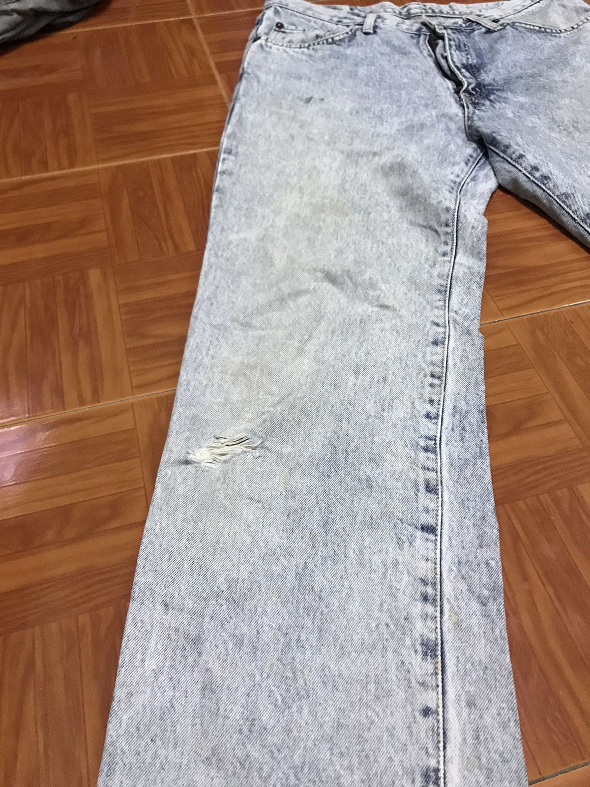 Edwin Vintage Acid Wash Straight Leg Jeans Distressed Hem Faded Size US 31 - 6 Thumbnail