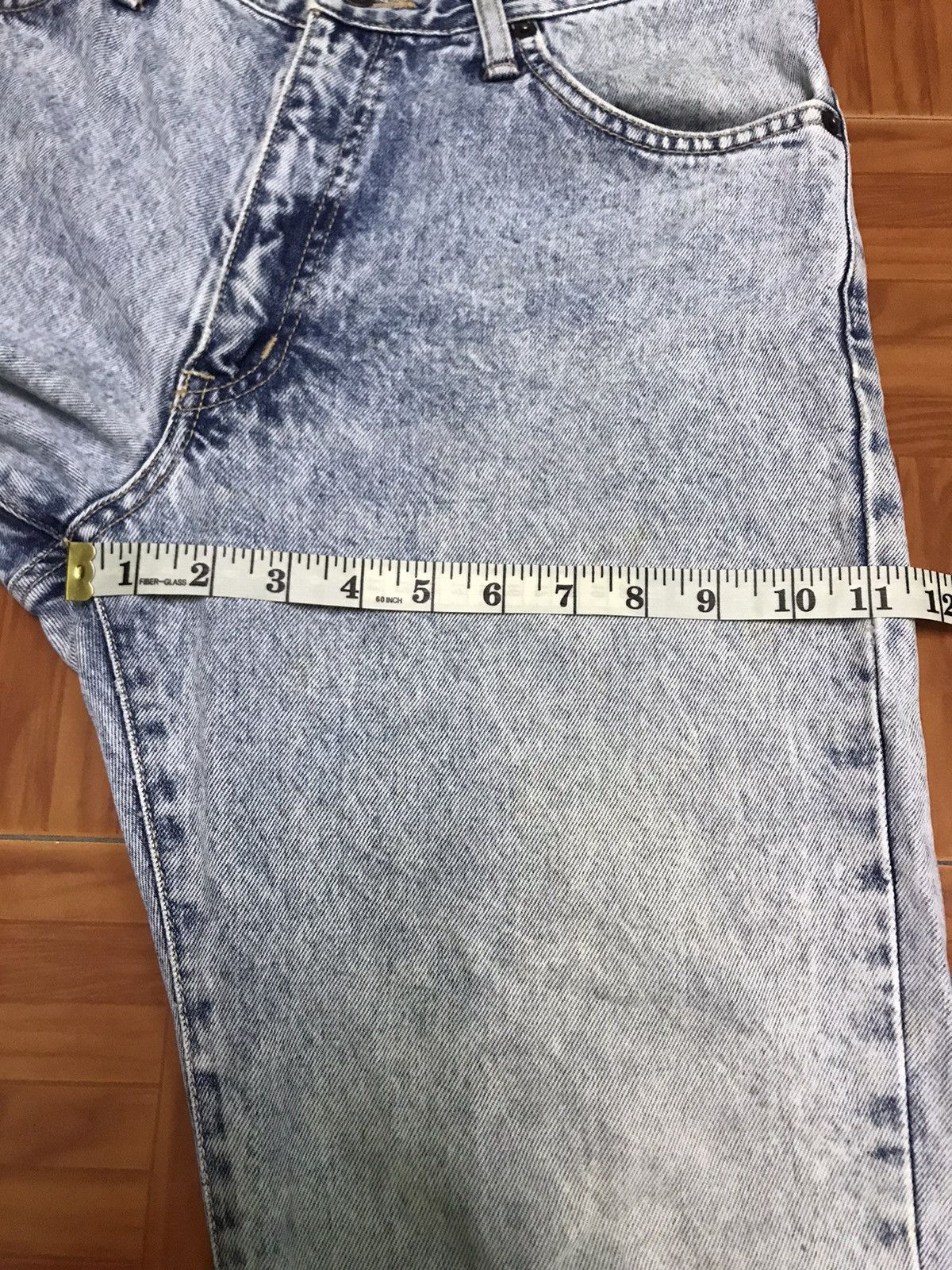 Edwin Vintage Acid Wash Straight Leg Jeans Distressed Hem Faded Size US 31 - 16 Thumbnail