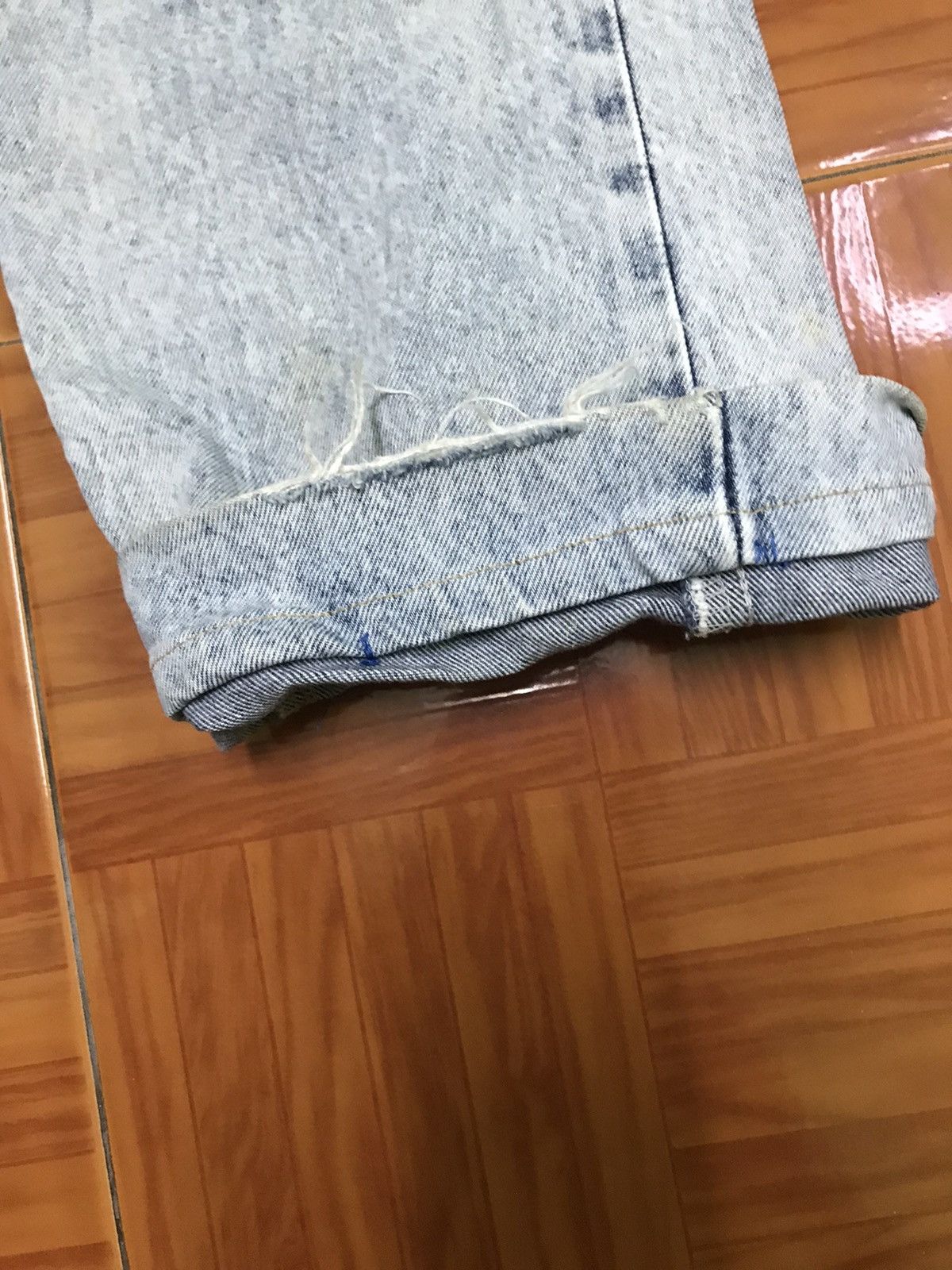 Edwin Vintage Acid Wash Straight Leg Jeans Distressed Hem Faded Size US 31 - 4 Thumbnail
