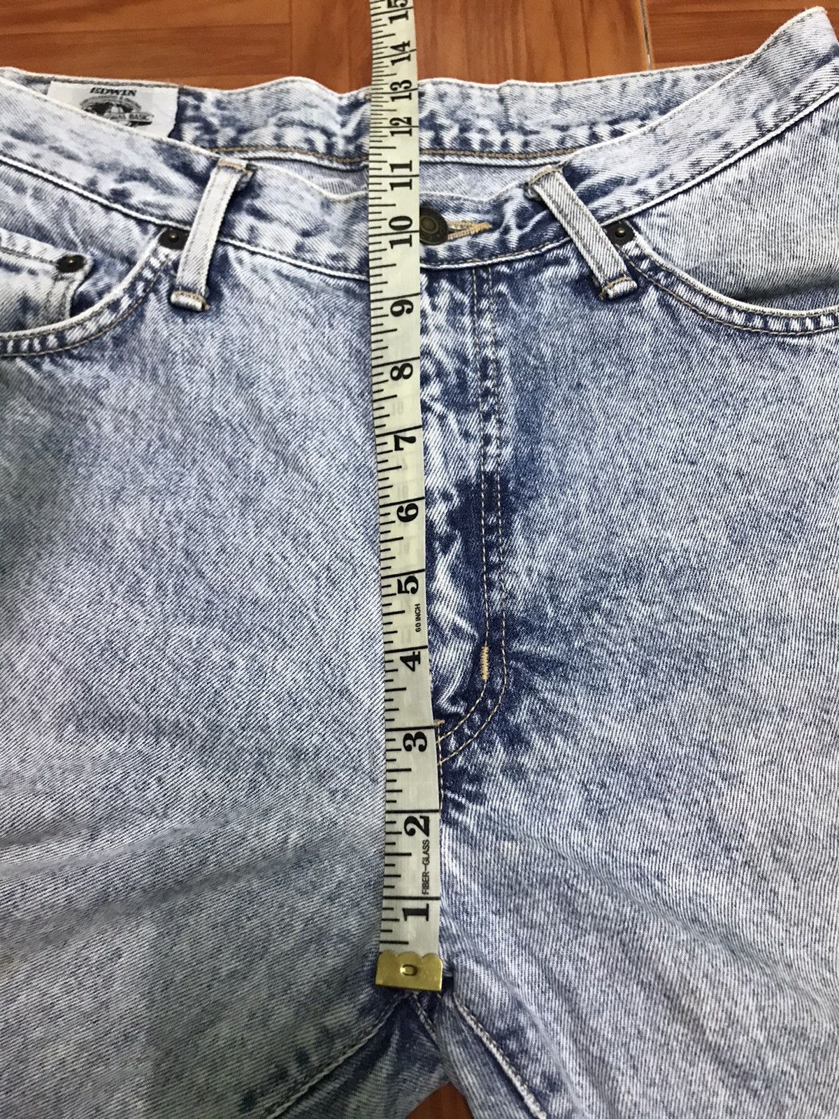 Edwin Vintage Acid Wash Straight Leg Jeans Distressed Hem Faded Size US 31 - 13 Thumbnail