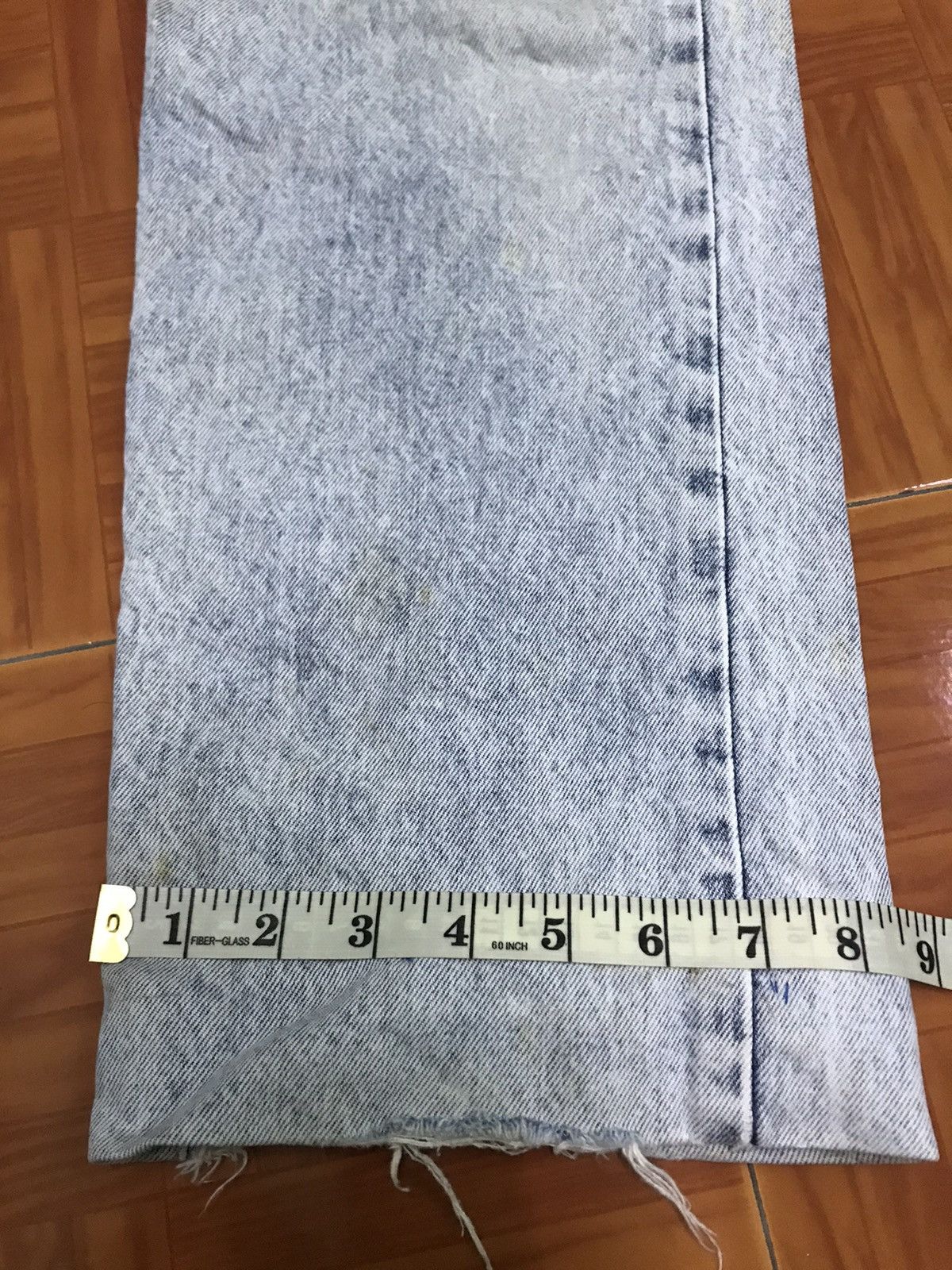 Edwin Vintage Acid Wash Straight Leg Jeans Distressed Hem Faded Size US 31 - 18 Thumbnail