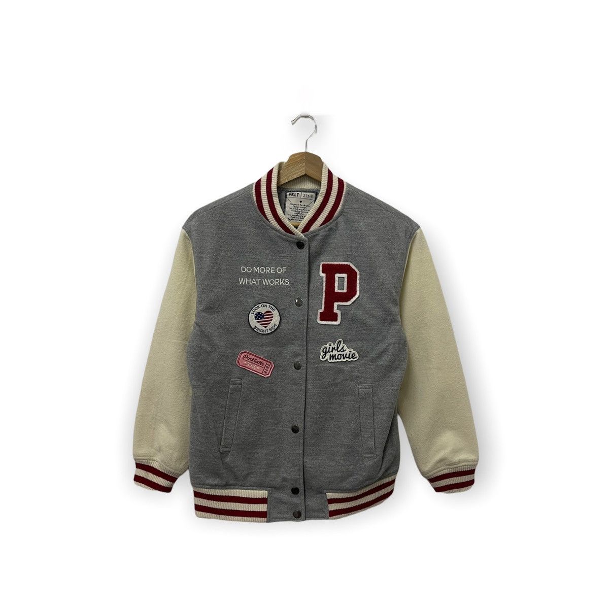 Japanese Brand × Vintage Japanese PKLT P Logo Varsiti Jacket Size US S / EU 44-46 / 1 - 1 Thumbnail