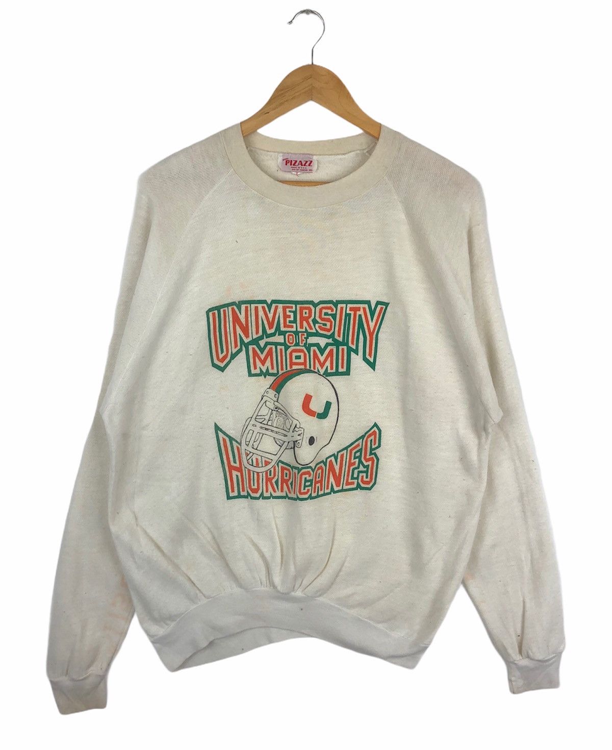 image of American College x Collegiate Vintage University Of Miami Hurricanes Crewneck, Men's (Size Medium)