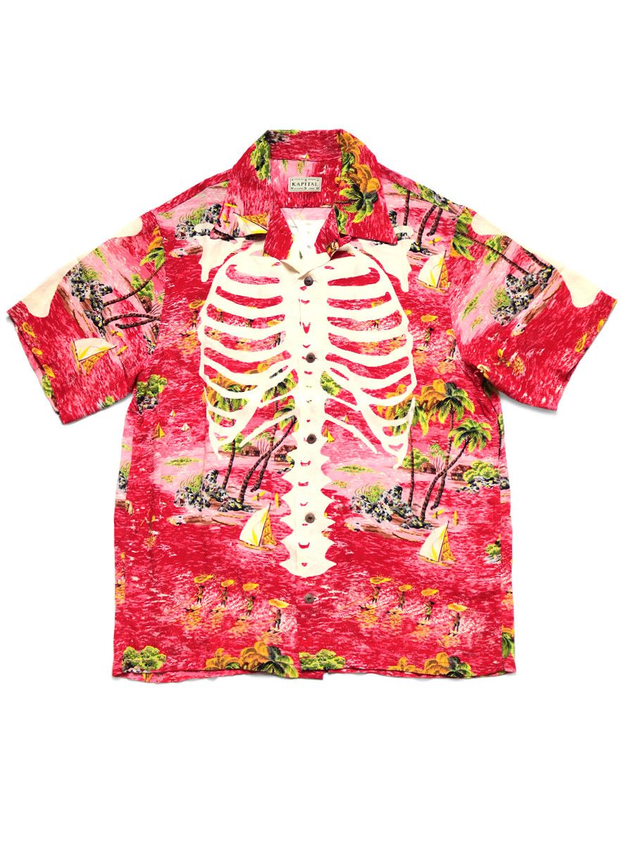 Kapital Kapital Rayon Kamehameha Skeleton Print Open Collar Shirt Size US XL / EU 56 / 4 - 1 Thumbnail