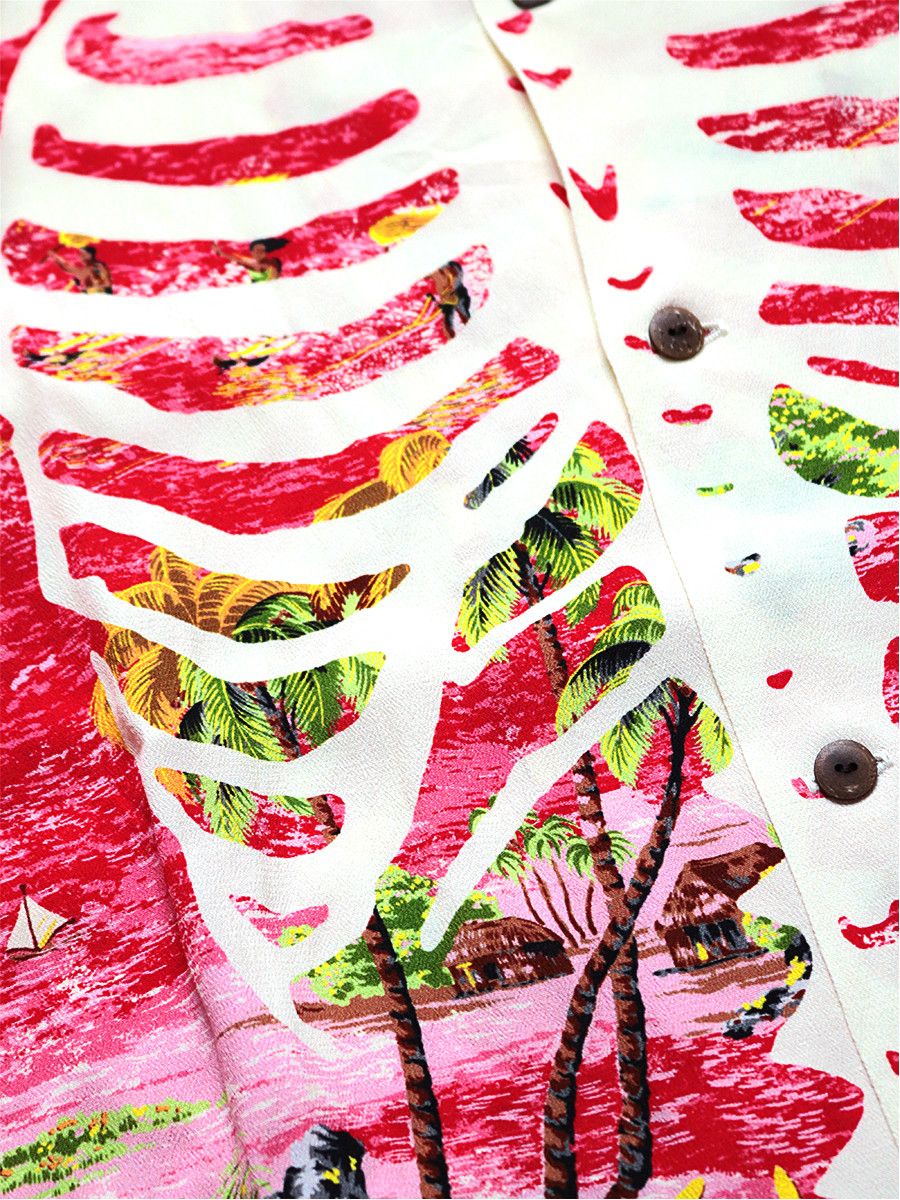 Kapital Kapital Rayon Kamehameha Skeleton Print Open Collar Shirt Size US XL / EU 56 / 4 - 2 Thumbnail