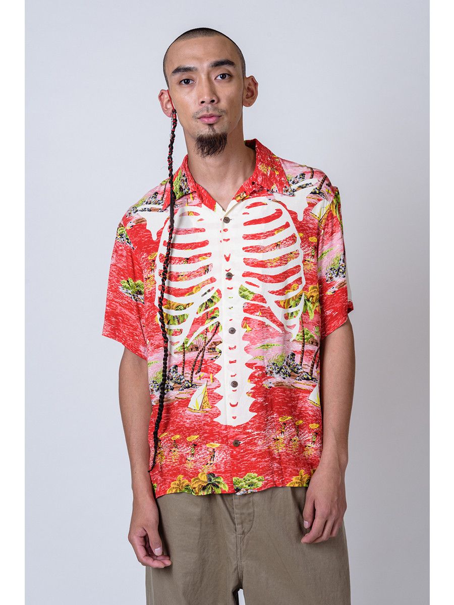 Kapital Kapital Rayon Kamehameha Skeleton Print Open Collar Shirt Size US XL / EU 56 / 4 - 3 Thumbnail