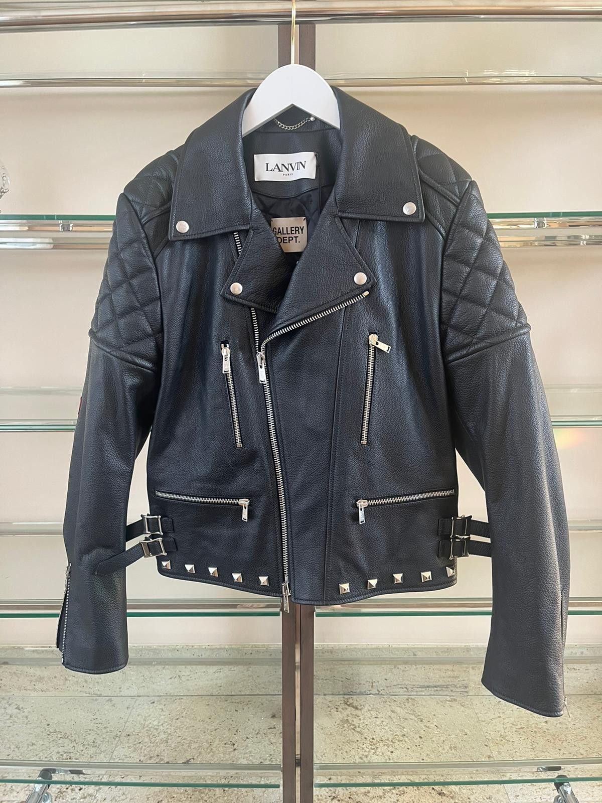 Gallery Dept. × Lanvin Perfecto Leather Jacket With Multicolor Elbow Patch Size US M / EU 48-50 / 2 - 4 Thumbnail