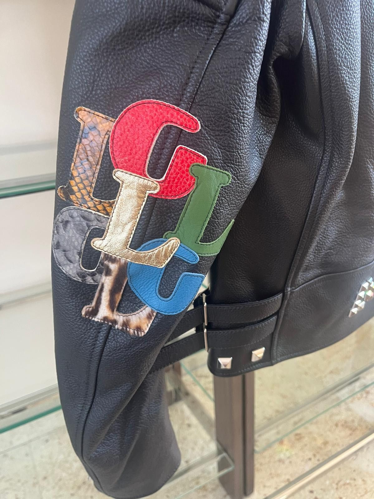 Gallery Dept. × Lanvin Perfecto Leather Jacket With Multicolor Elbow Patch Size US M / EU 48-50 / 2 - 12 Thumbnail