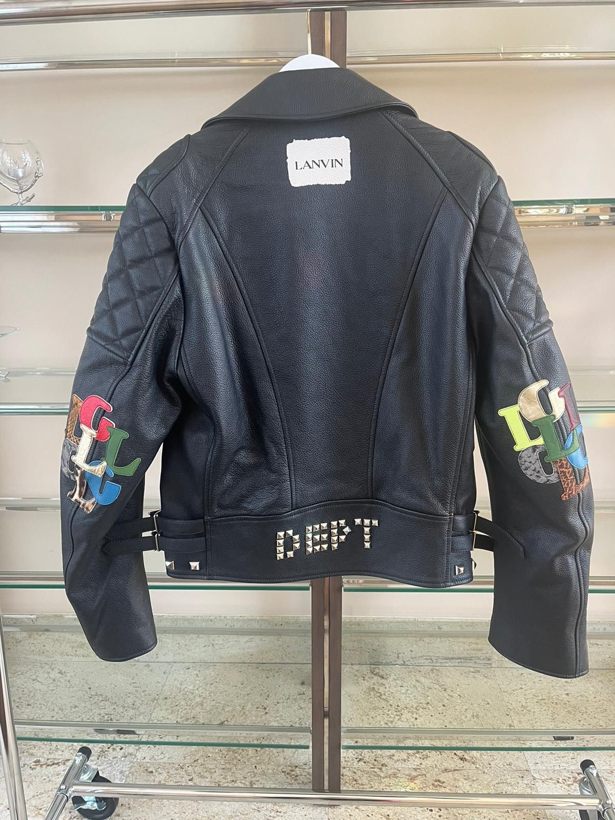 Gallery Dept. × Lanvin Perfecto Leather Jacket With Multicolor Elbow Patch Size US M / EU 48-50 / 2 - 1 Thumbnail